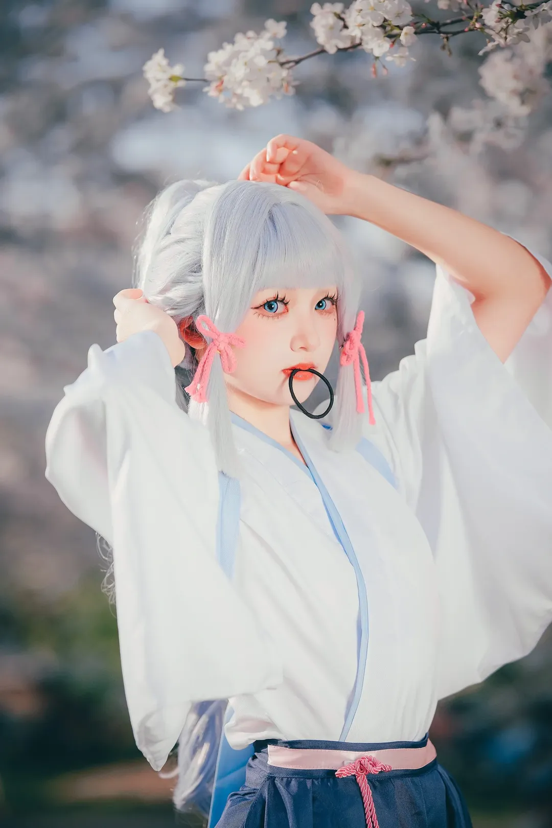 原神, 神里绫华cos, cosplay摄影, 和风写真, 樱花拍照 - 第3张