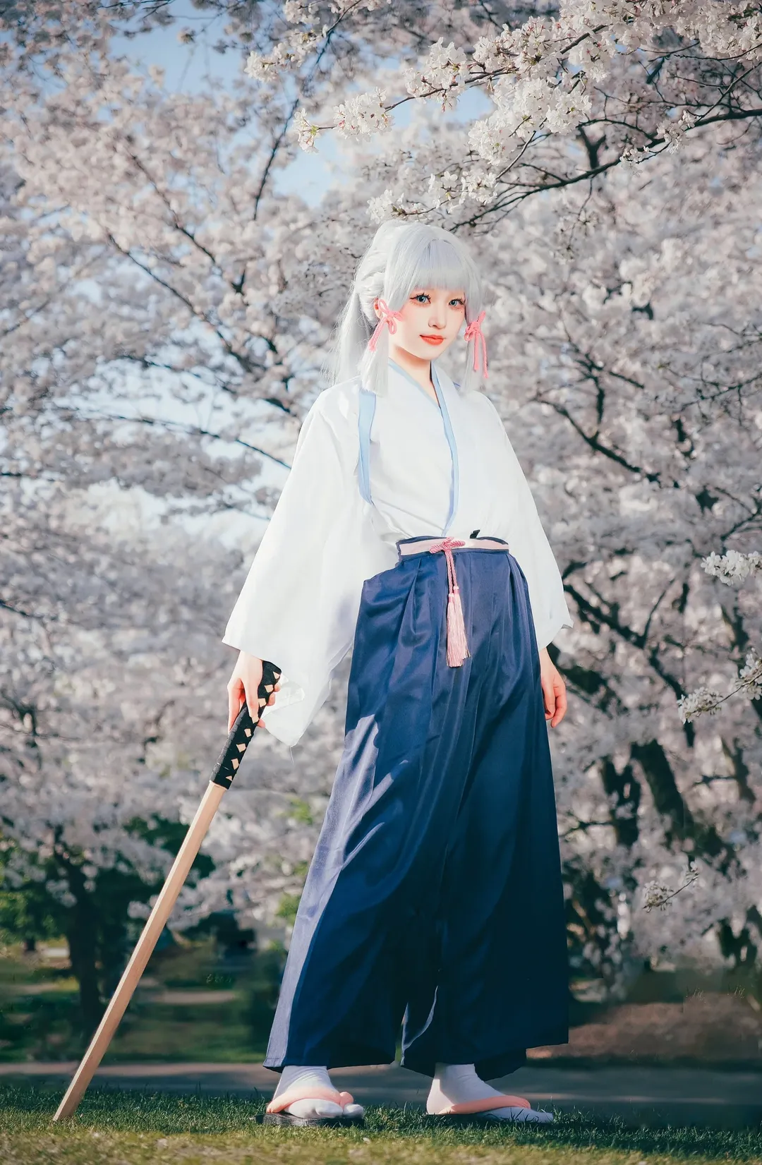 原神, 神里绫华cos, cosplay摄影, 和风写真, 樱花拍照 - 第4张