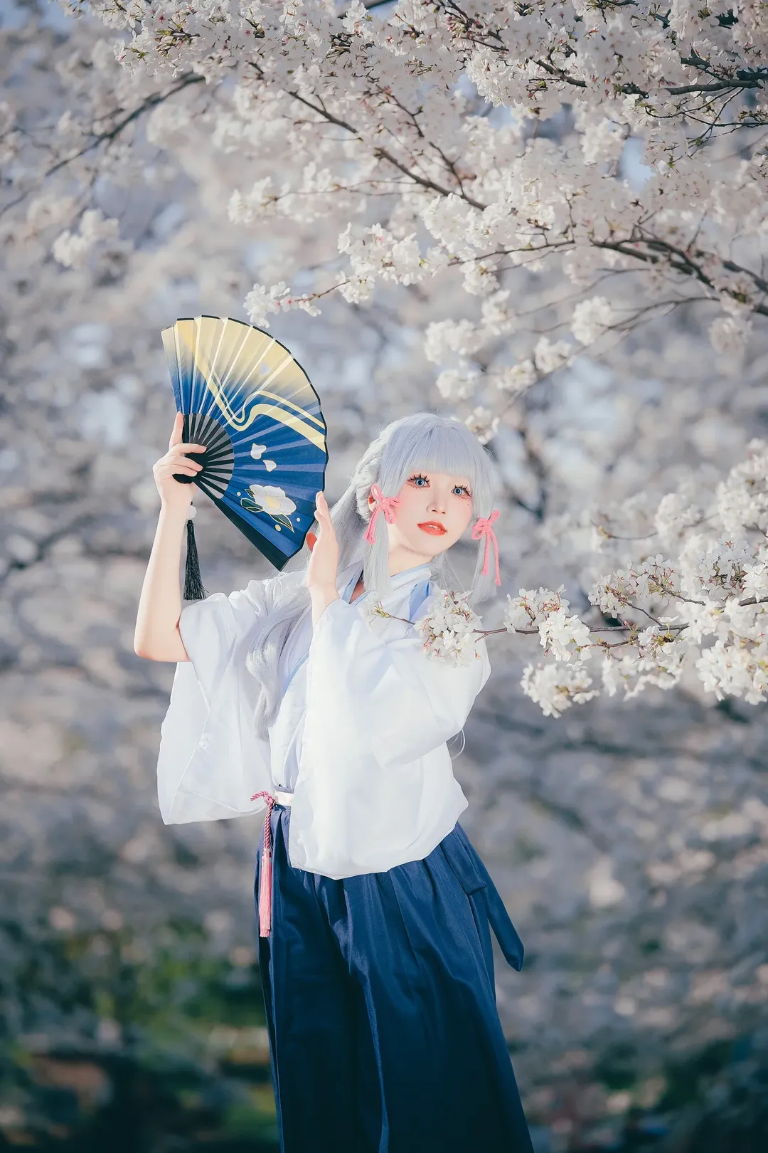 原神, 神里绫华cos, cosplay摄影, 和风写真, 樱花拍照 - 第6张