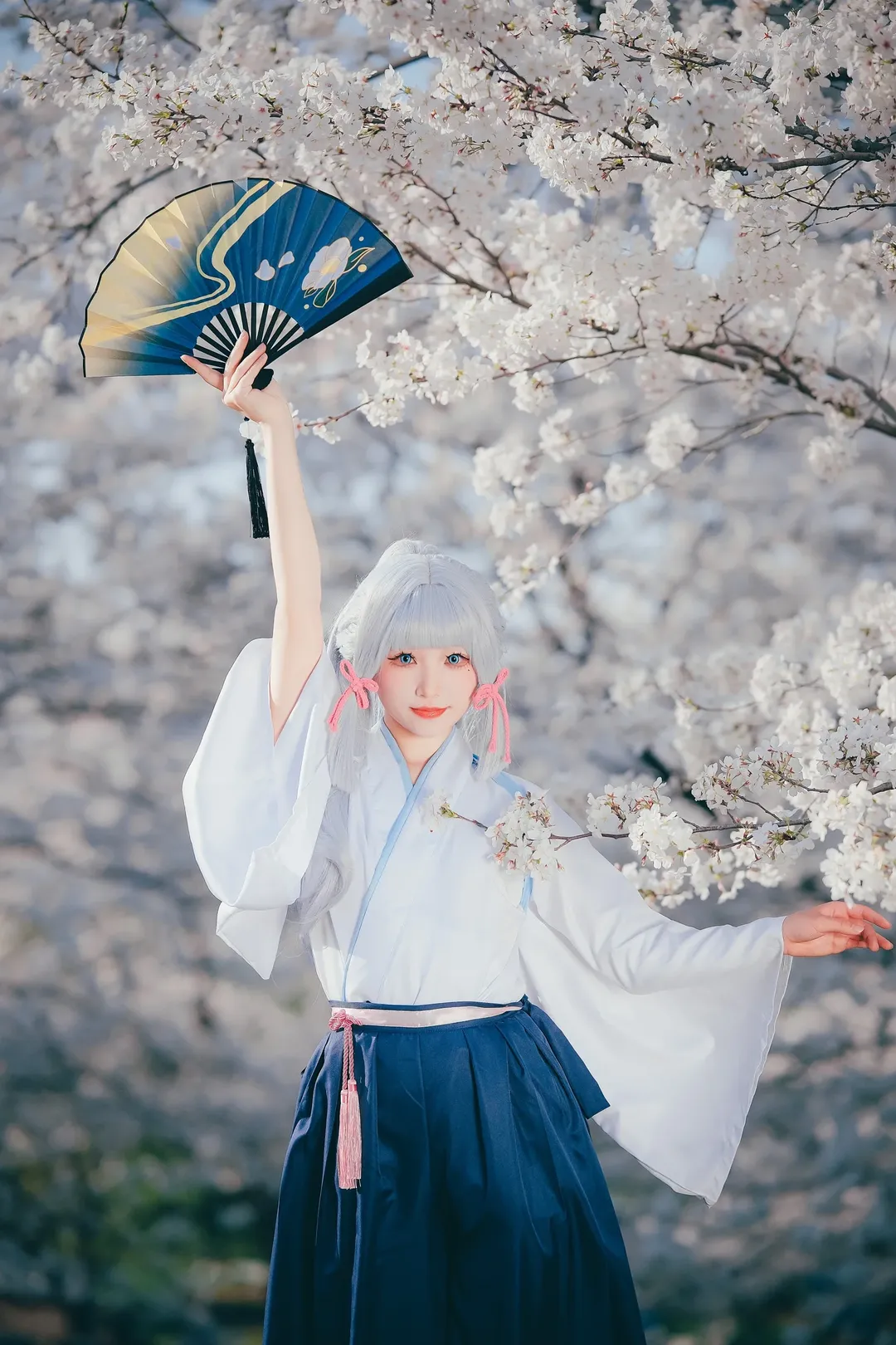 原神, 神里绫华cos, cosplay摄影, 和风写真, 樱花拍照 - 第7张