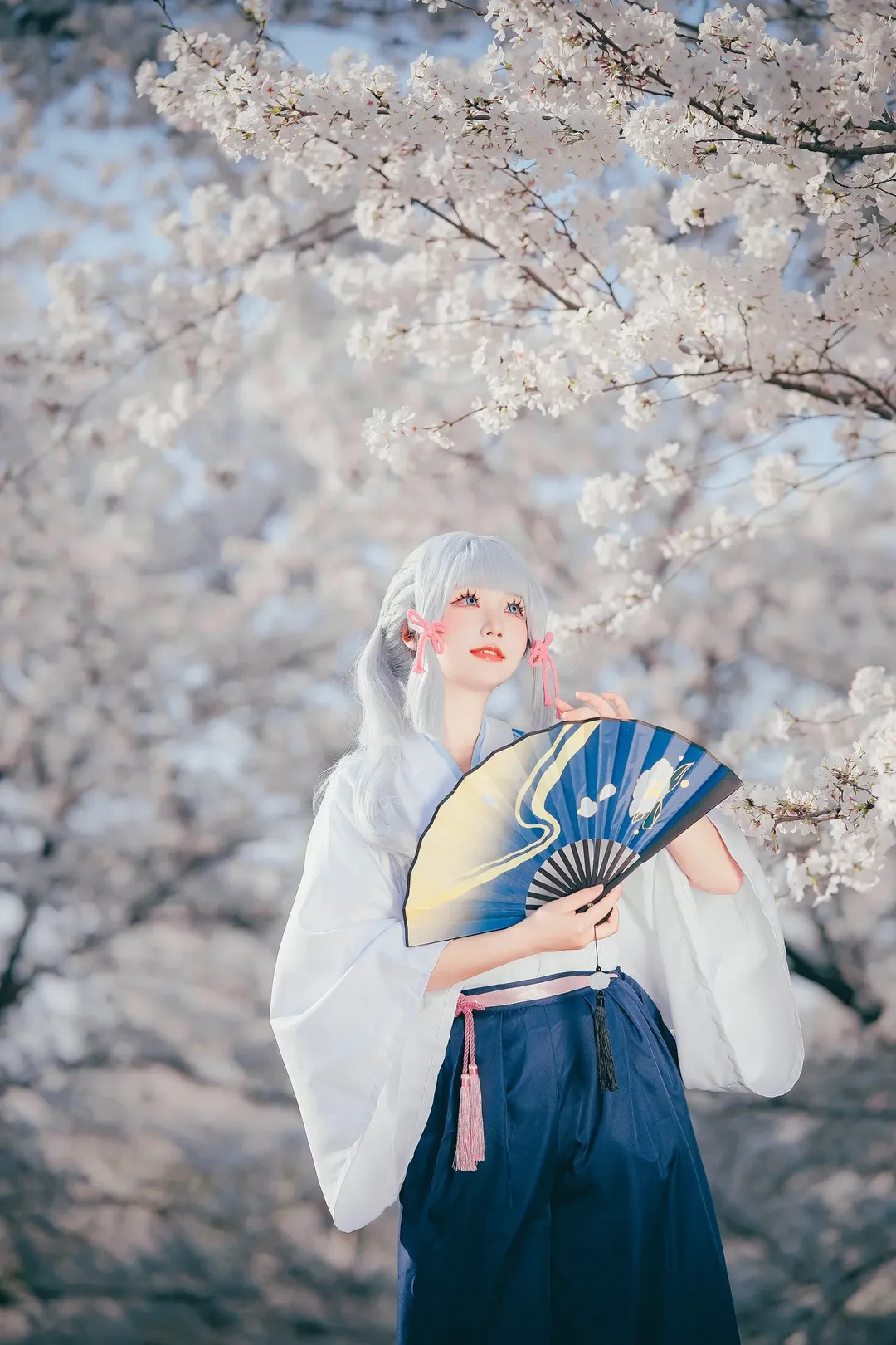 原神, 神里绫华cos, cosplay摄影, 和风写真, 樱花拍照 - 第9张