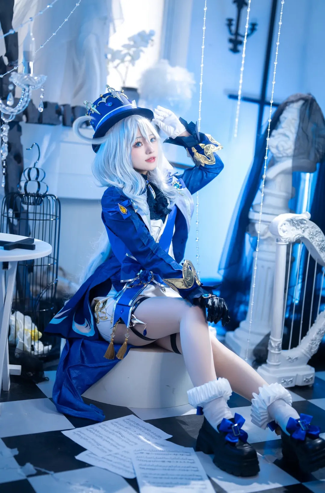 原神, フリーナ コスプレ, コスプレ撮影, 青白のクールトーンスタジオ撮影, 水神の衣装 - 10枚目