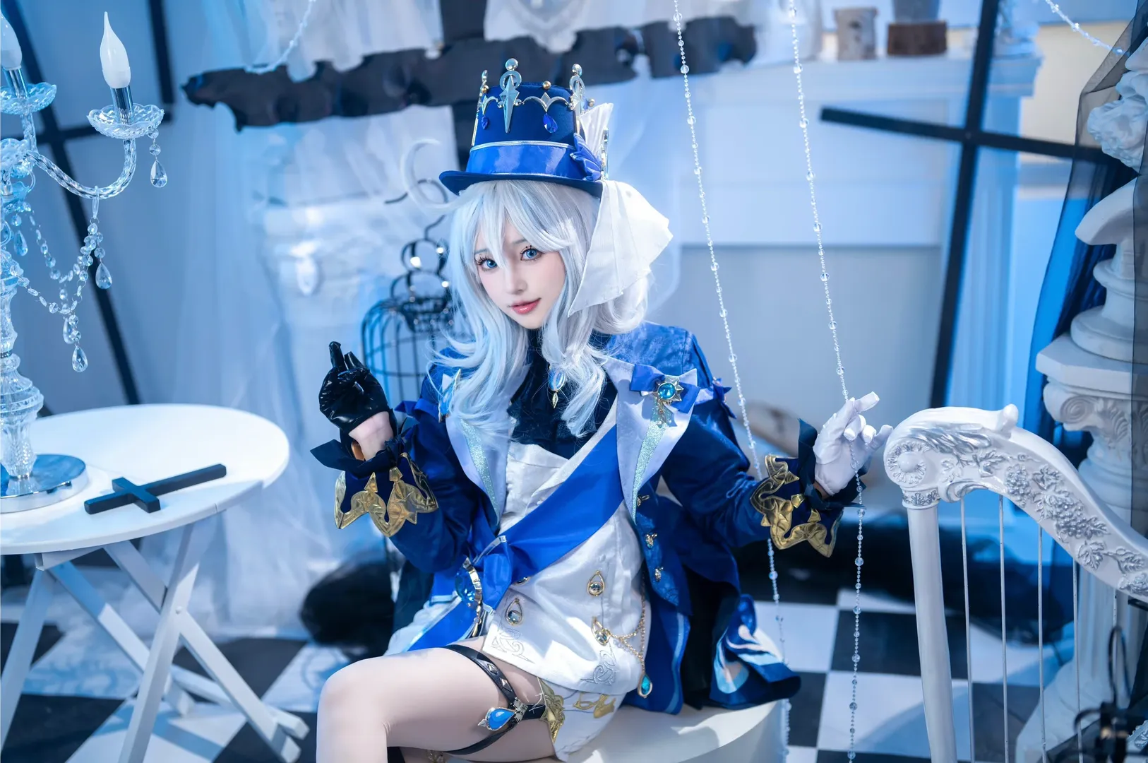 原神, フリーナ コスプレ, コスプレ撮影, 青白のクールトーンスタジオ撮影, 水神の衣装 - 11枚目