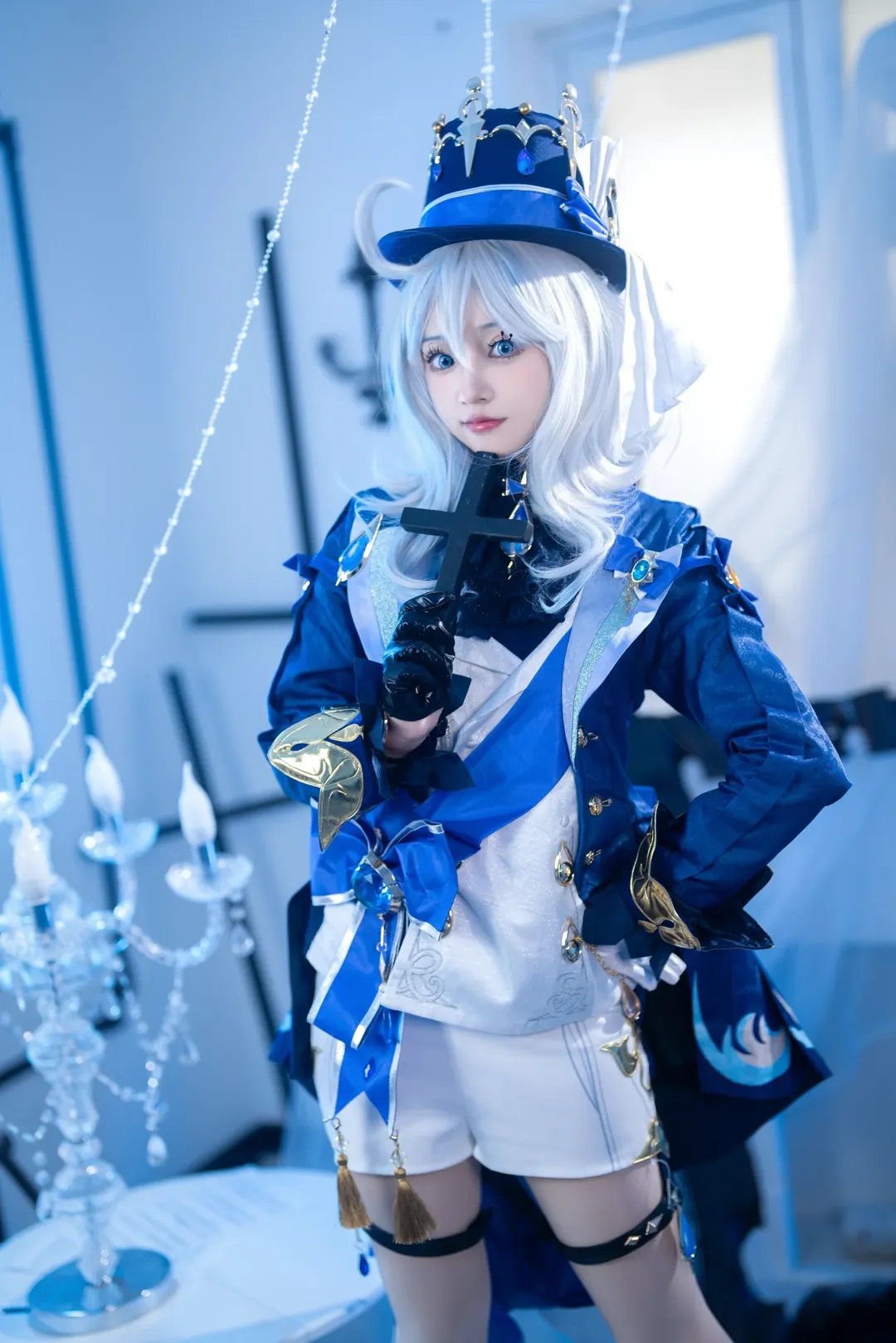 原神, フリーナ コスプレ, コスプレ撮影, 青白のクールトーンスタジオ撮影, 水神の衣装 - 12枚目