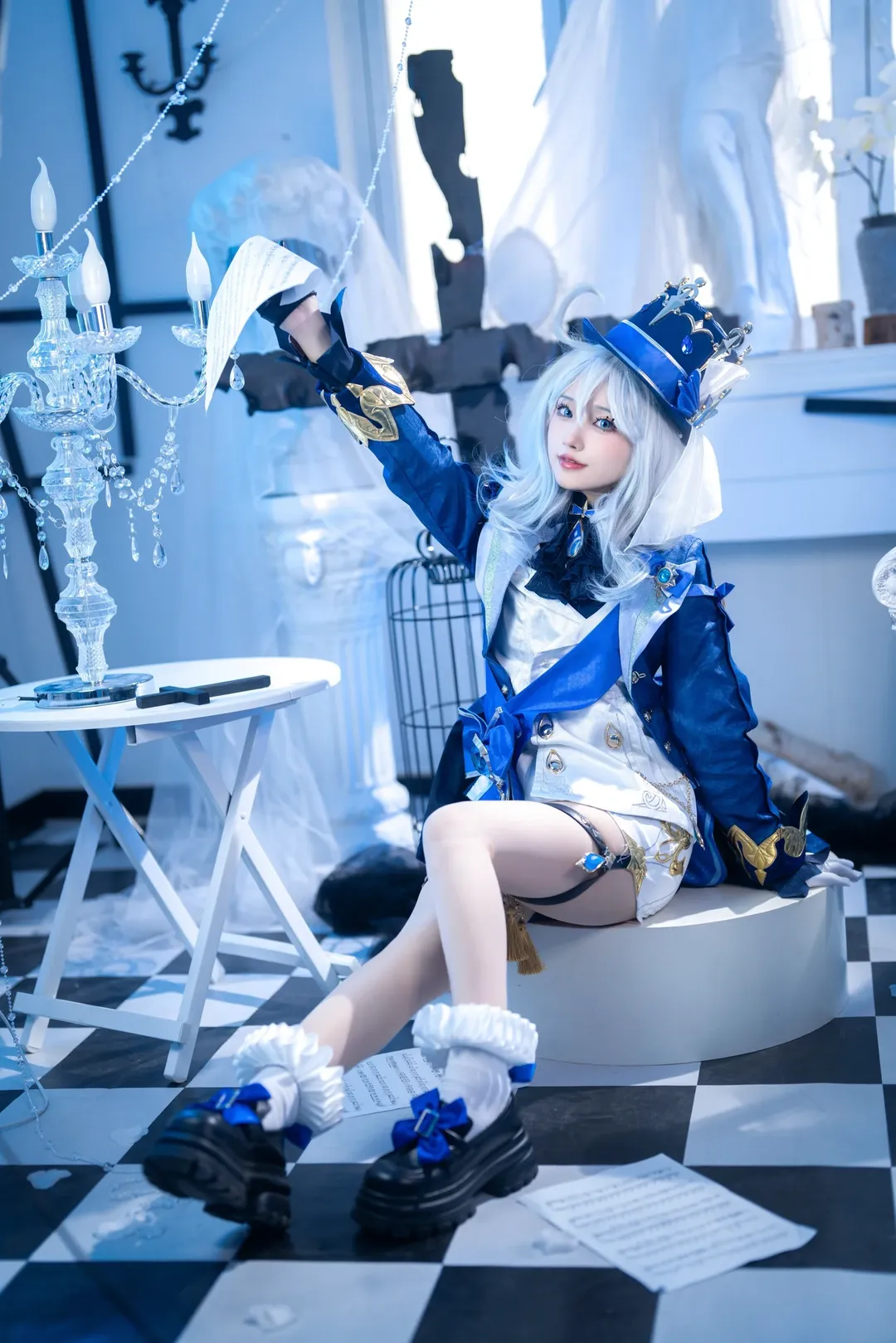 原神, フリーナ コスプレ, コスプレ撮影, 青白のクールトーンスタジオ撮影, 水神の衣装 - 3枚目
