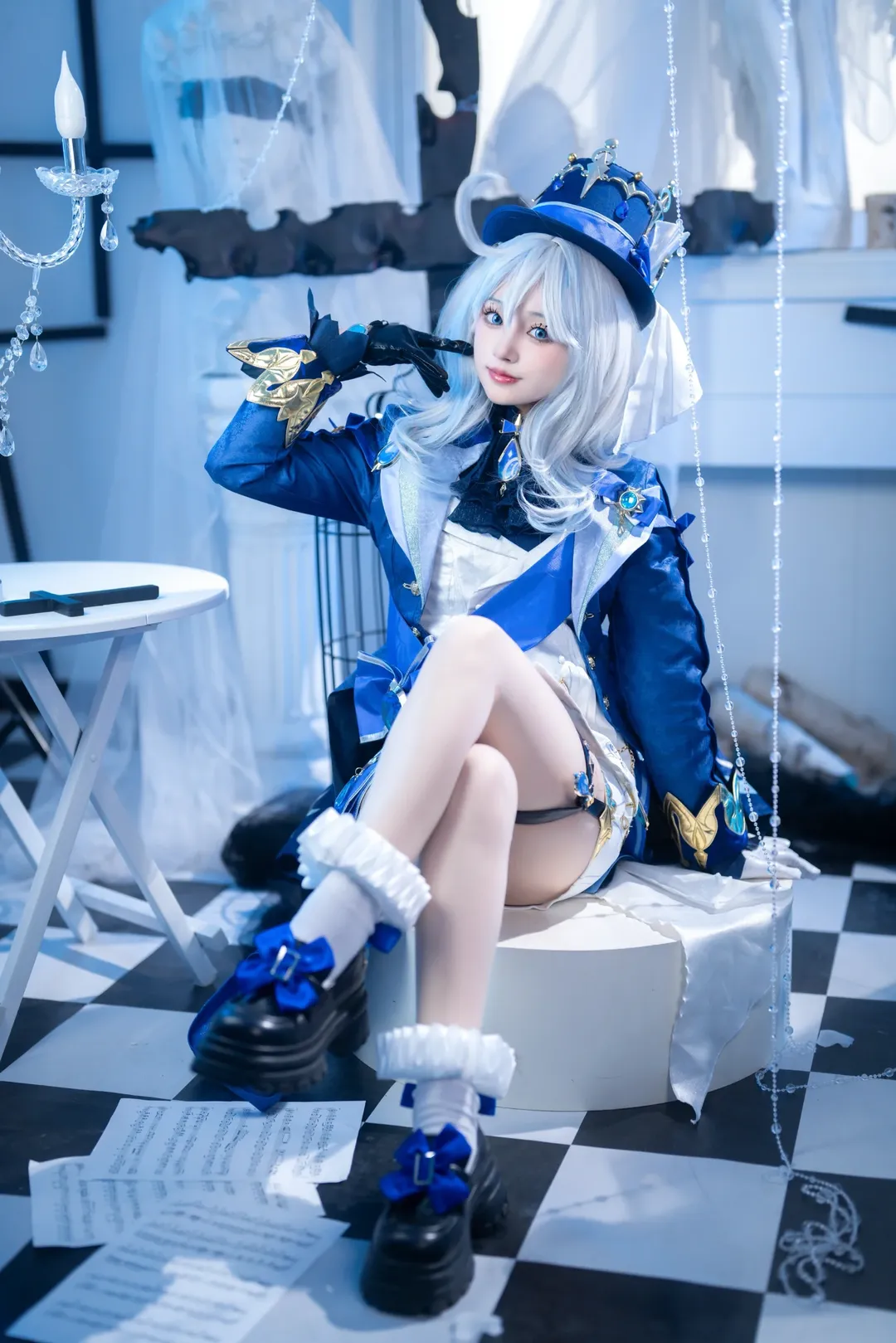 原神, フリーナ コスプレ, コスプレ撮影, 青白のクールトーンスタジオ撮影, 水神の衣装 - 5枚目