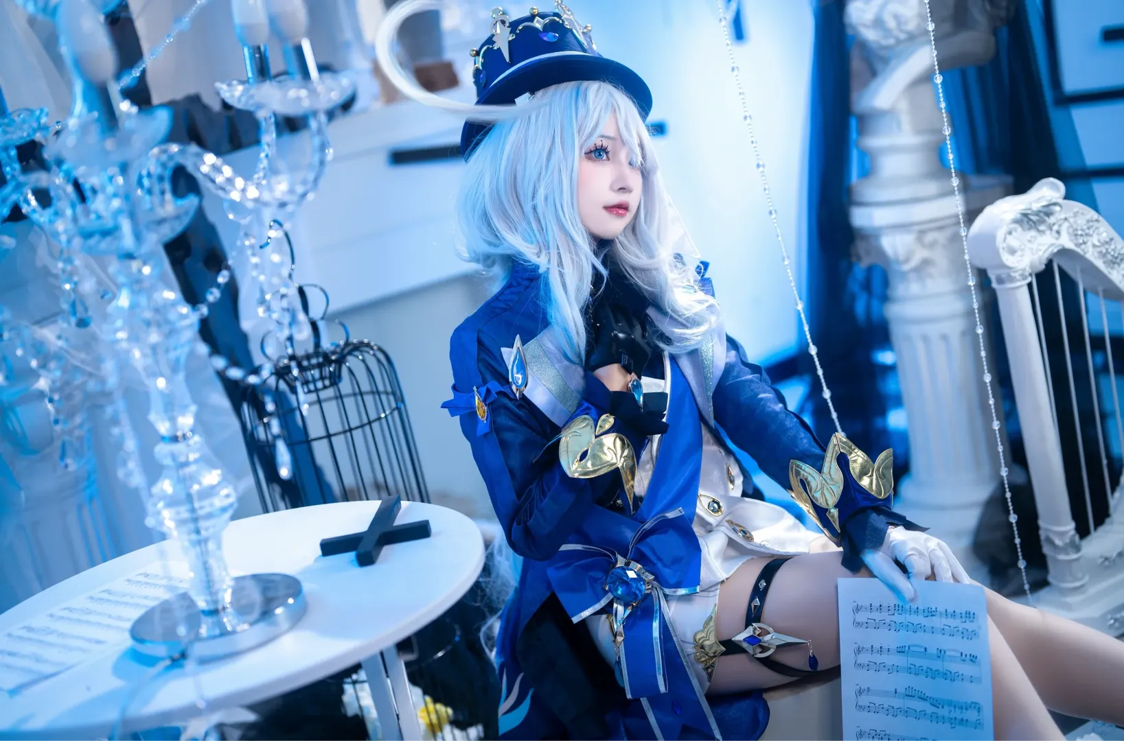 原神, フリーナ コスプレ, コスプレ撮影, 青白のクールトーンスタジオ撮影, 水神の衣装 - 6枚目