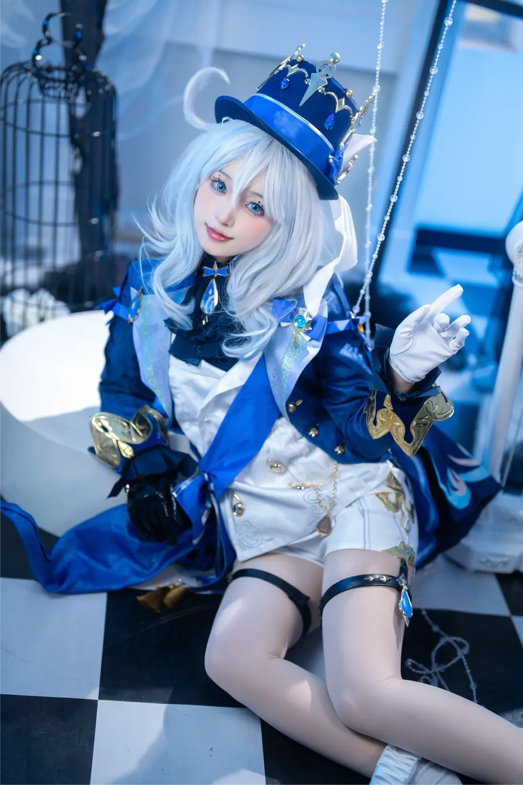 原神, フリーナ コスプレ, コスプレ撮影, 青白のクールトーンスタジオ撮影, 水神の衣装 - 9枚目