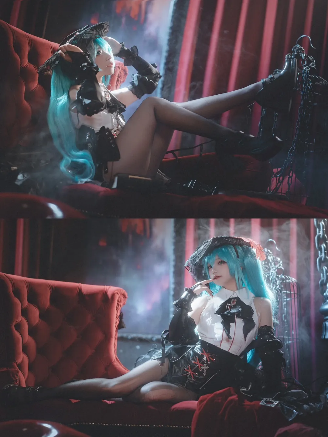 初音未来, 初音未来cos, 哥特风cosplay, 复古洋装, 暗黑摄影 - 第1张