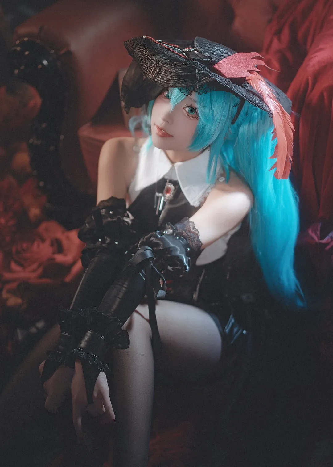 初音未来, 初音未来cos, 哥特风cosplay, 复古洋装, 暗黑摄影 - 第2张