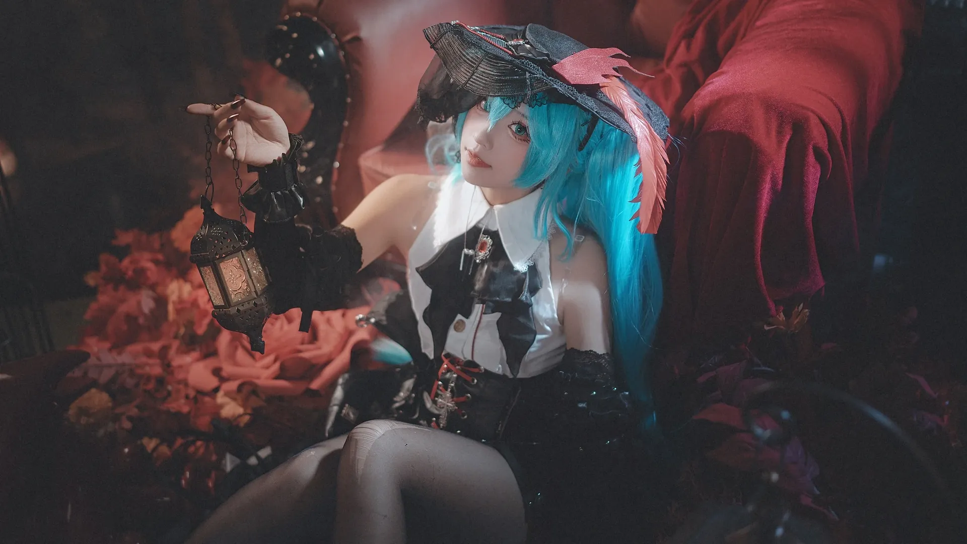 初音未来, 初音未来cos, 哥特风cosplay, 复古洋装, 暗黑摄影 - 第3张