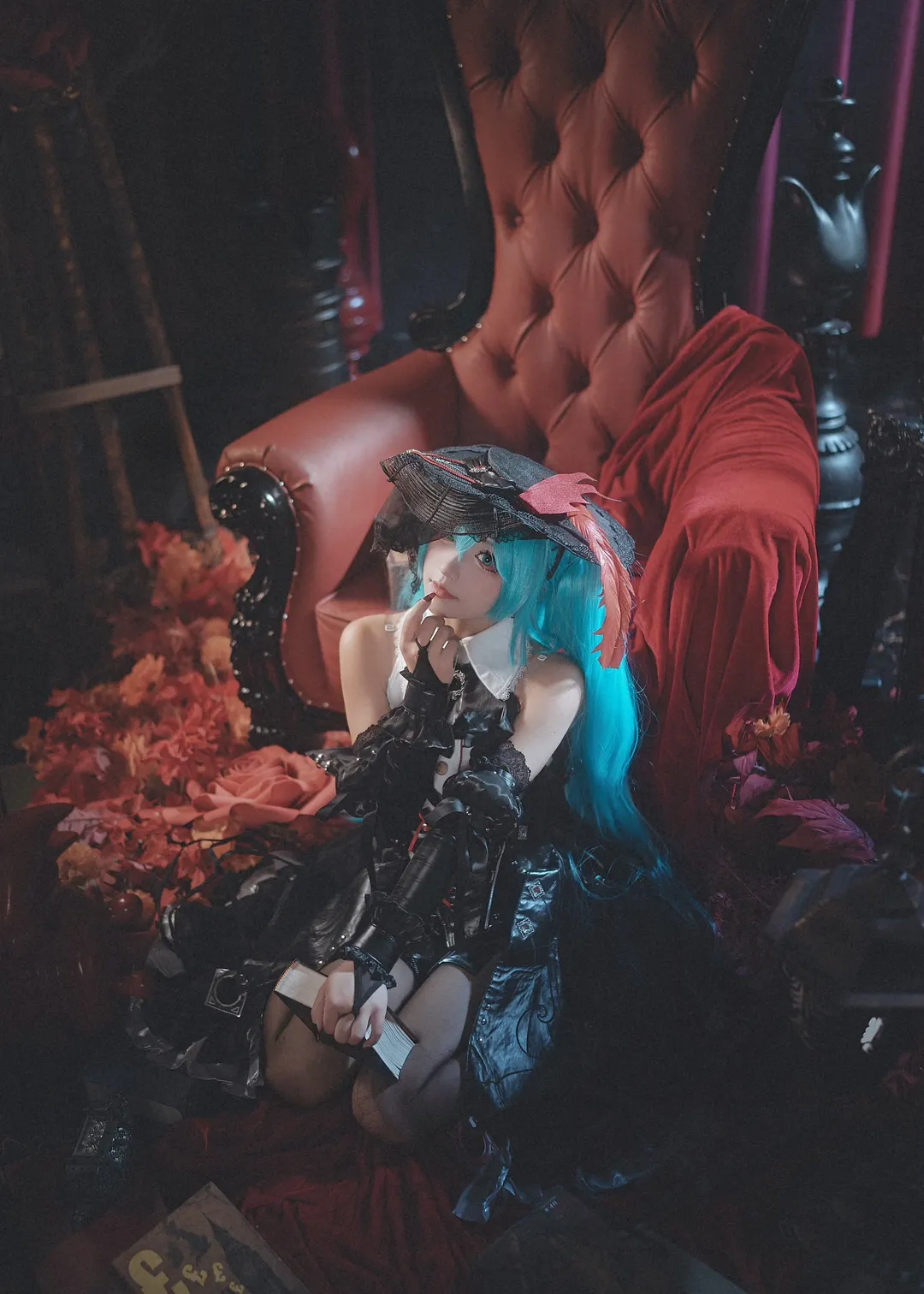 初音未来, 初音未来cos, 哥特风cosplay, 复古洋装, 暗黑摄影 - 第6张