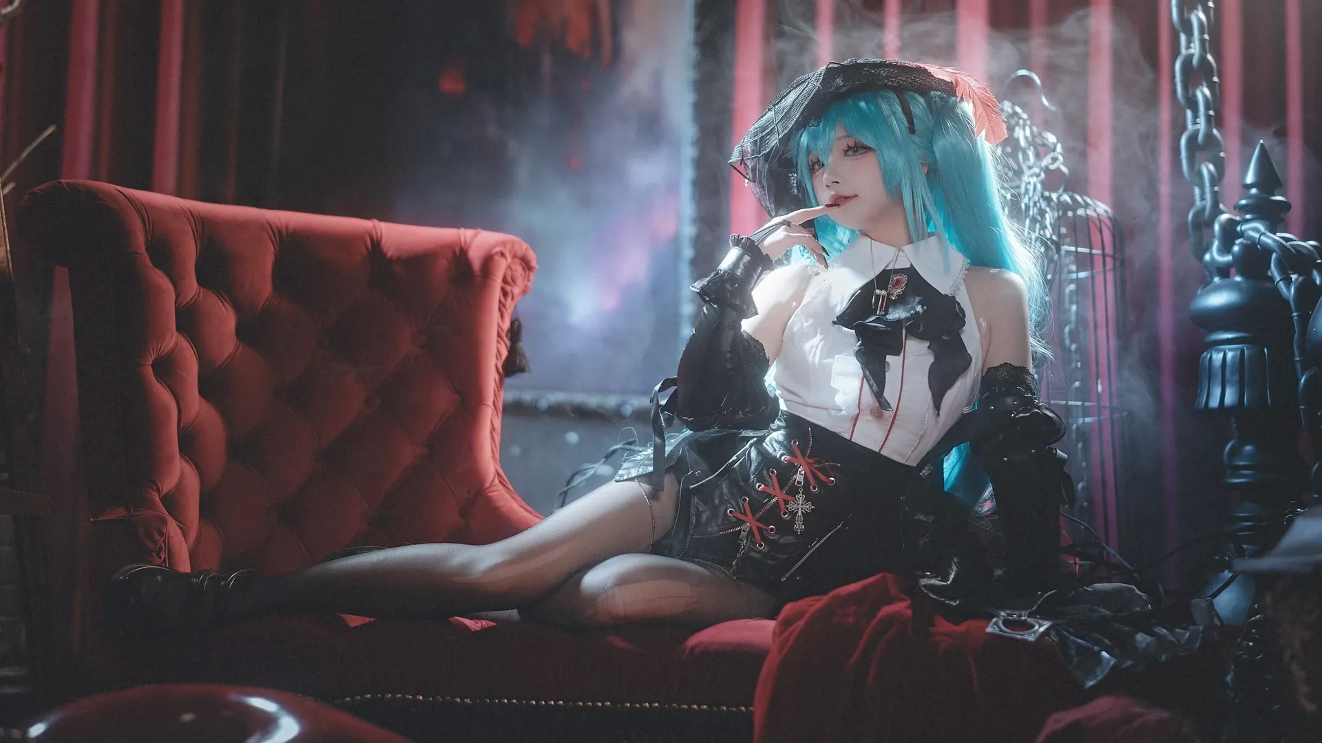 初音未来, 初音未来cos, 哥特风cosplay, 复古洋装, 暗黑摄影 - 第8张