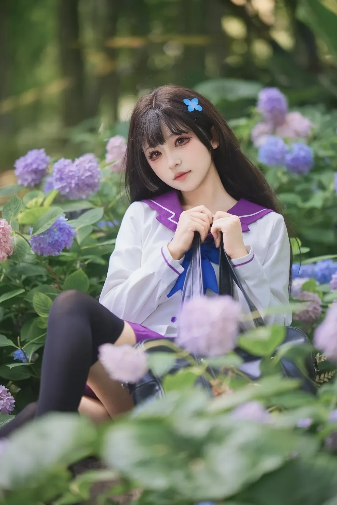 散华礼弥cos, cosplay日常, 散华礼弥, 绣球花写真, 水手服少女 - 第12张
