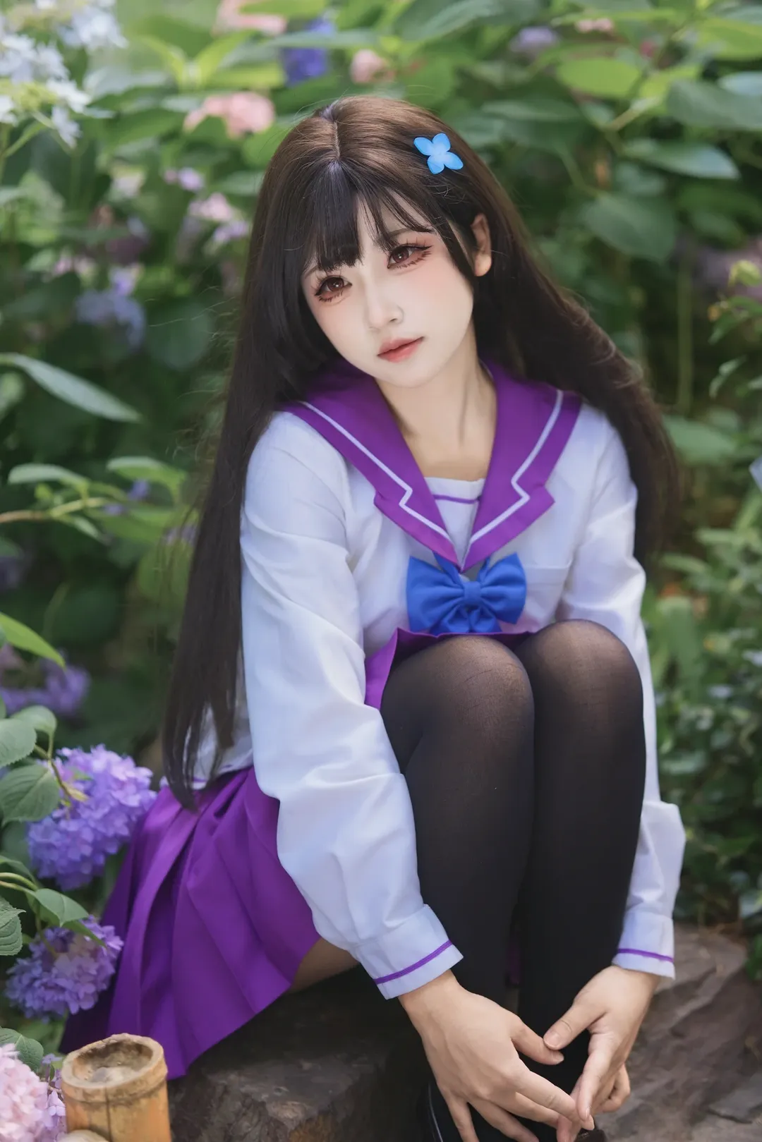 散華禮彌cos, cosplay日常, 散華禮彌, 繡球花寫真, 水手服少女