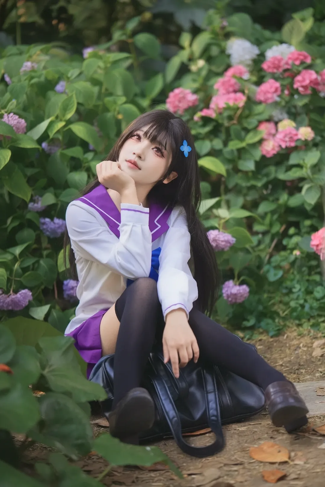 散华礼弥cos, cosplay日常, 散华礼弥, 绣球花写真, 水手服少女 - 第5张