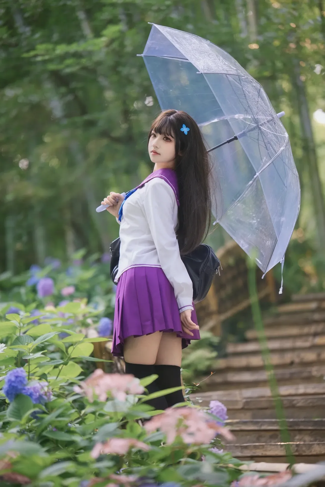 散华礼弥cos, cosplay日常, 散华礼弥, 绣球花写真, 水手服少女 - 第7张