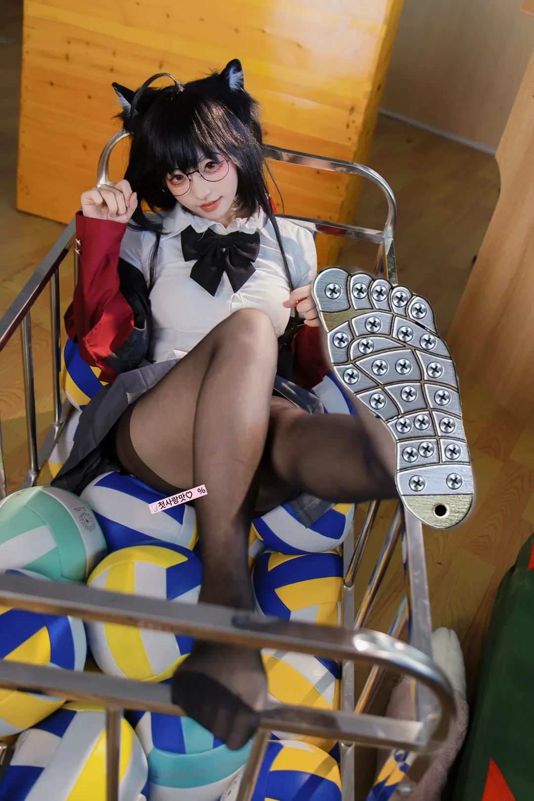 cosplay, 碧蓝航线, 大凤cos, 黑丝制服, 校园摄影 - 第1张