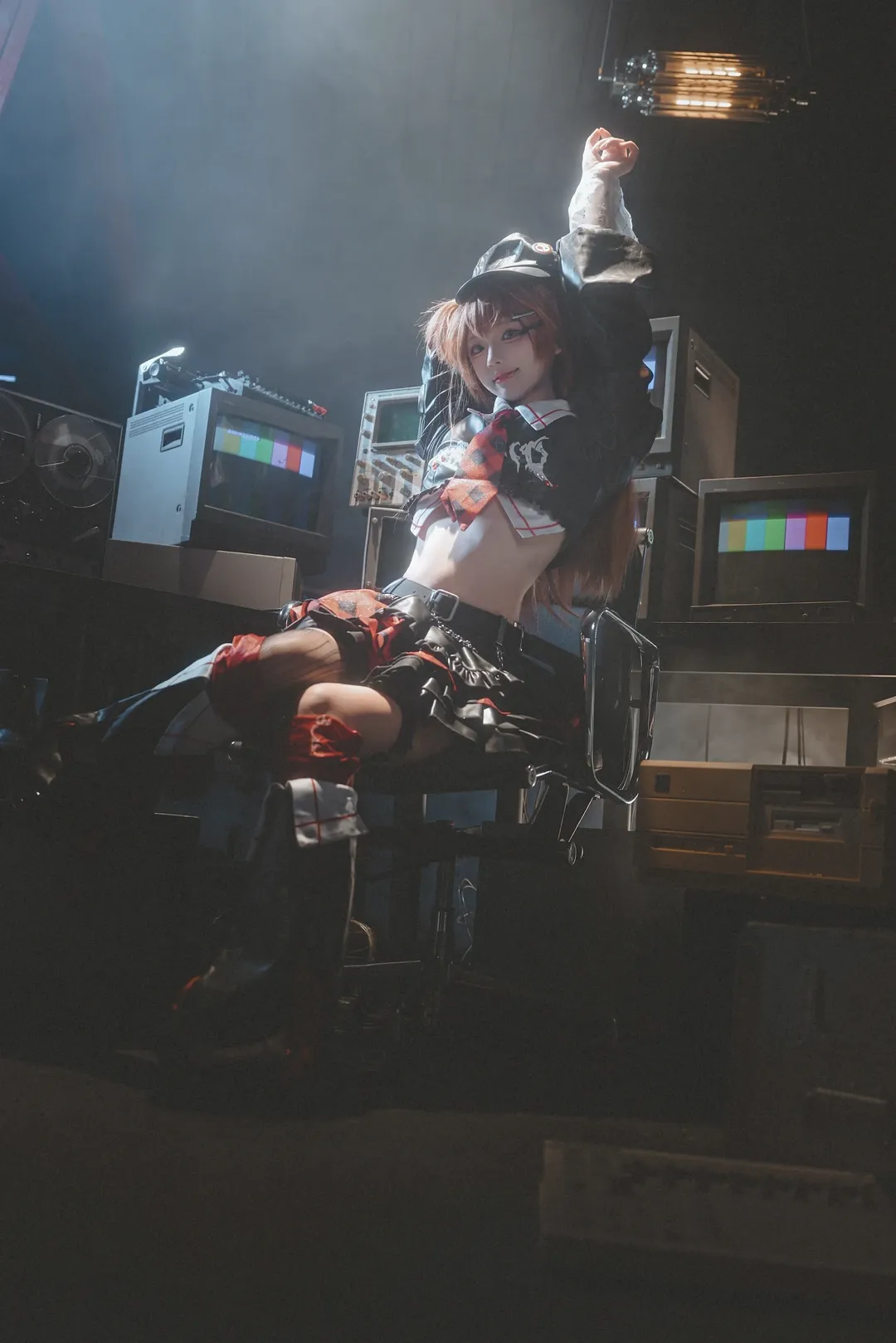 Asuka Cosplay, Neon Genesis Evangelion, Anime-style fashion, Rock style cosplay, Retro tech studio shoot - Image 2