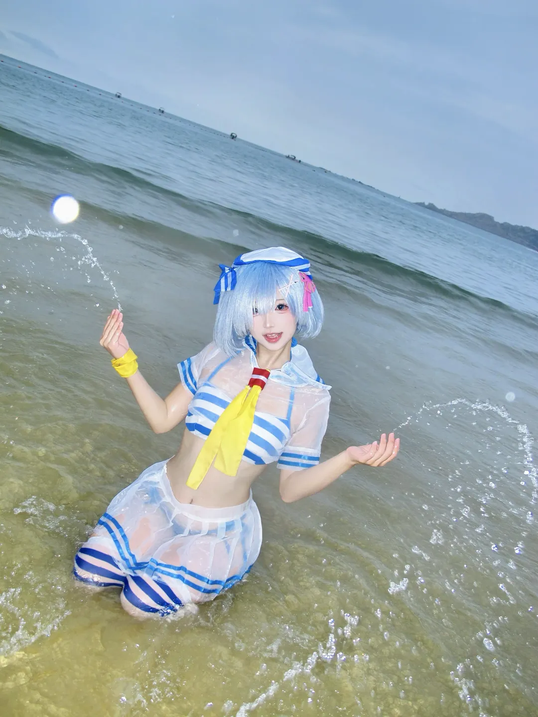 蕾姆cos, 夏日写真, 水手服穿搭, 平潭旅拍, 海边拍照 - 第2张