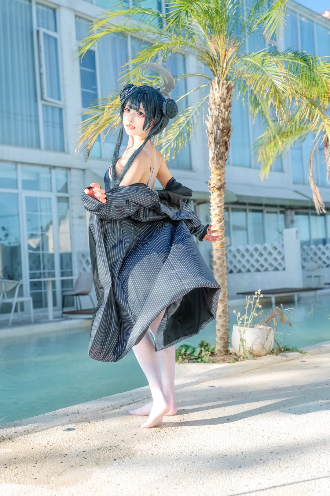 蔚蓝档案, 妃咲cos, 泳装cosplay, 死库水, 夏日外景 - 第2张