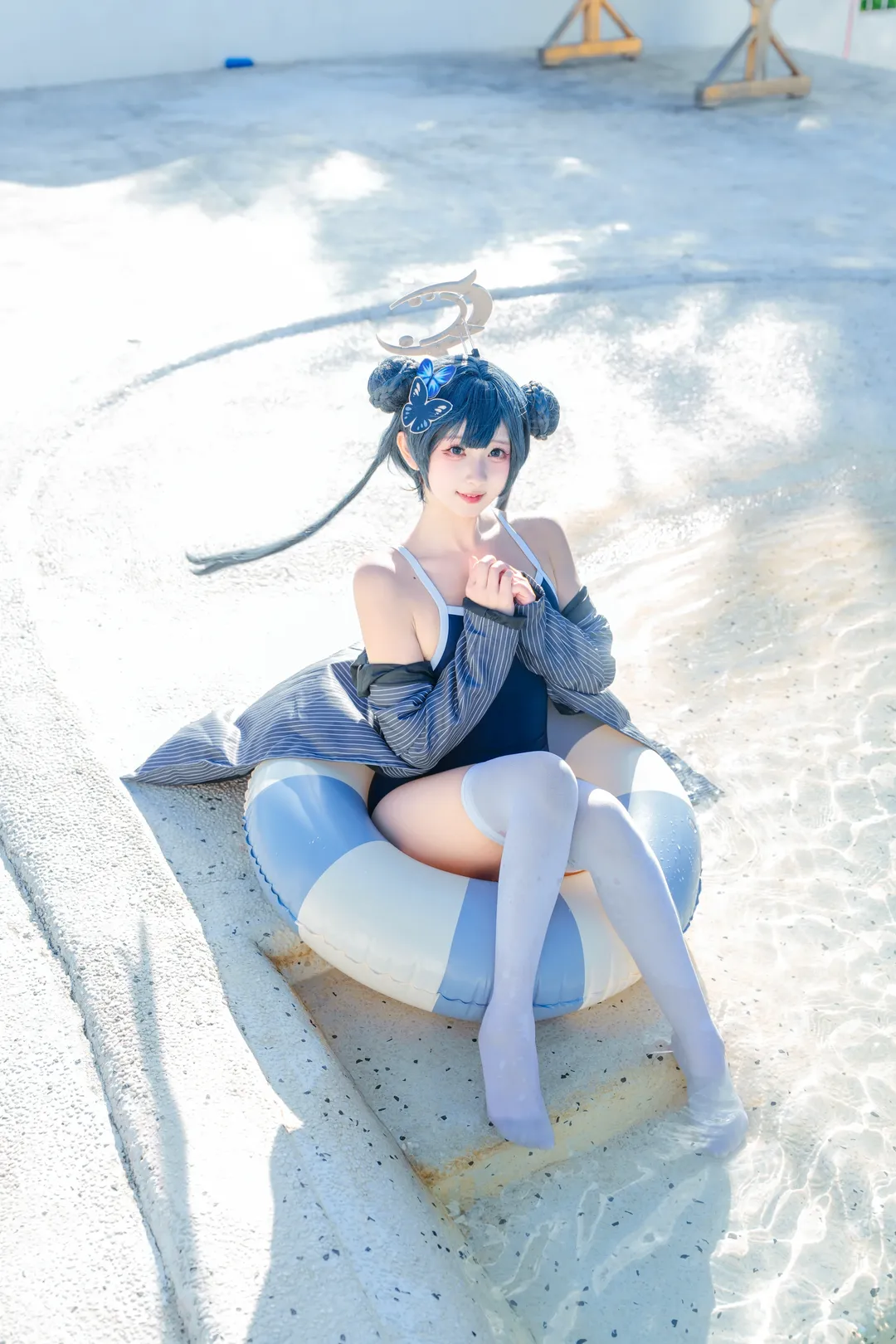 蔚蓝档案, 妃咲cos, 泳装cosplay, 死库水, 夏日外景