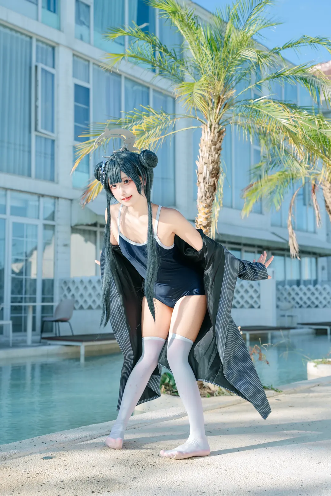 蔚蓝档案, 妃咲cos, 泳装cosplay, 死库水, 夏日外景 - 第4张