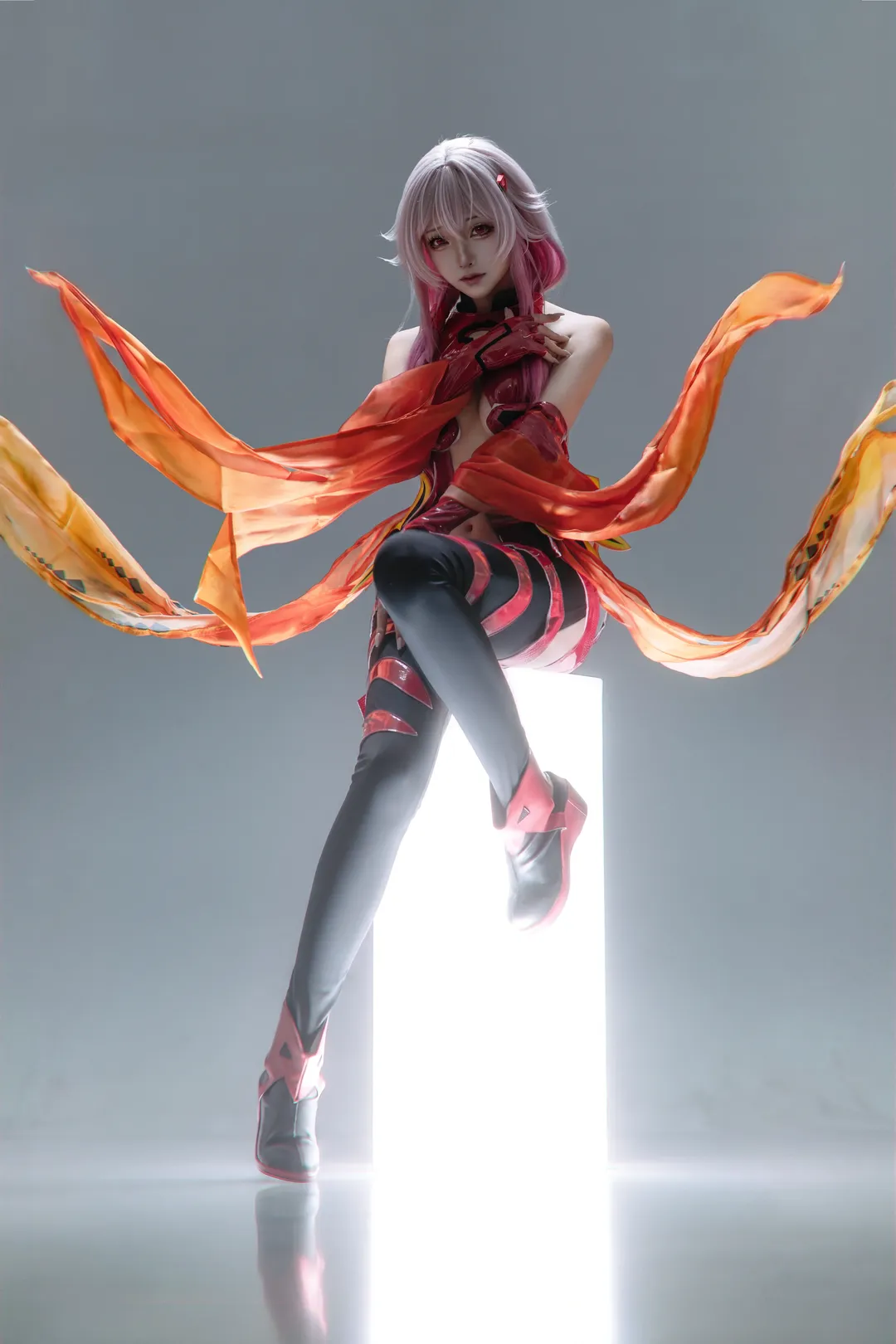 cosplay摄影, 棚拍人像, 楪祈cos, 罪恶王冠, 红黑战衣