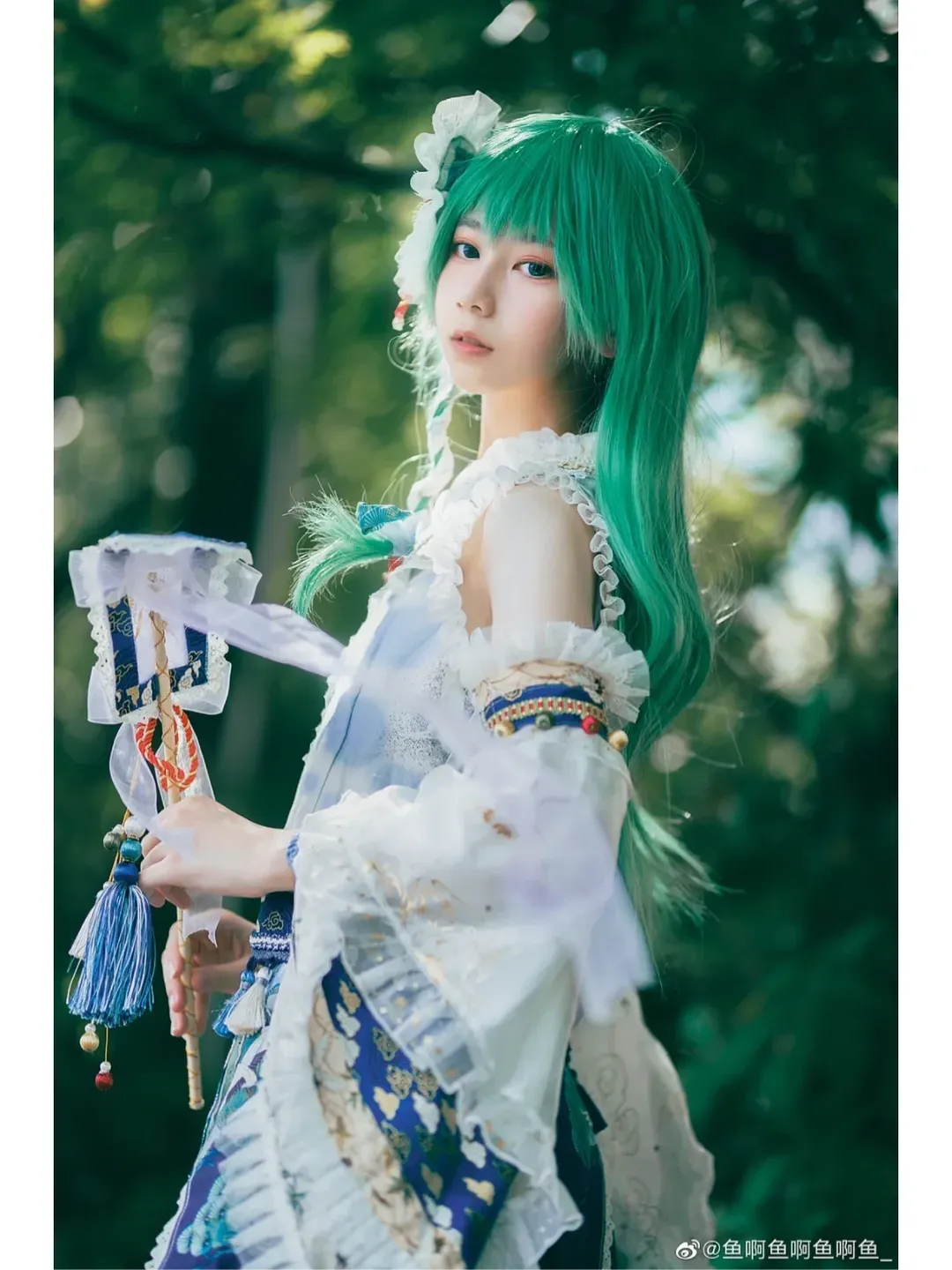 東方Project, 東風谷早苗cos, cosplay攝影, 林間外景, 廣州螢火蟲漫展 - 第1張