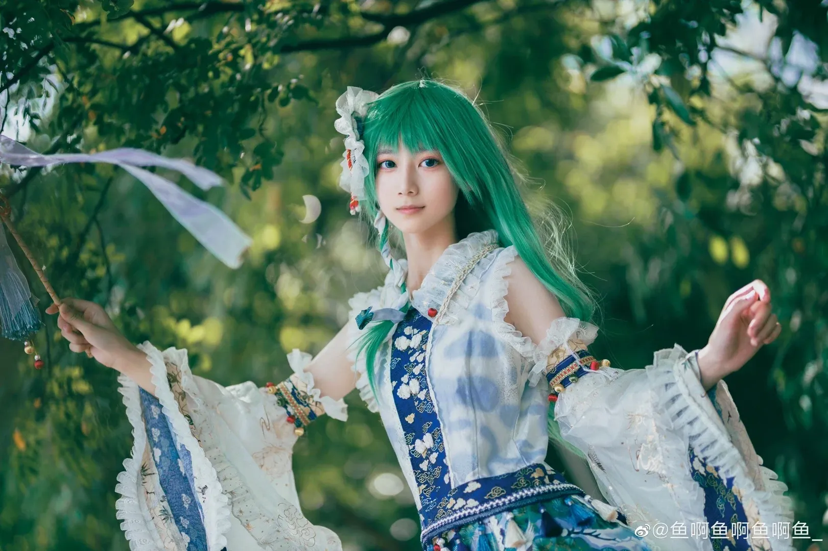 东方Project, 东风谷早苗cos, cosplay摄影, 林间外景, 广州萤火虫漫展