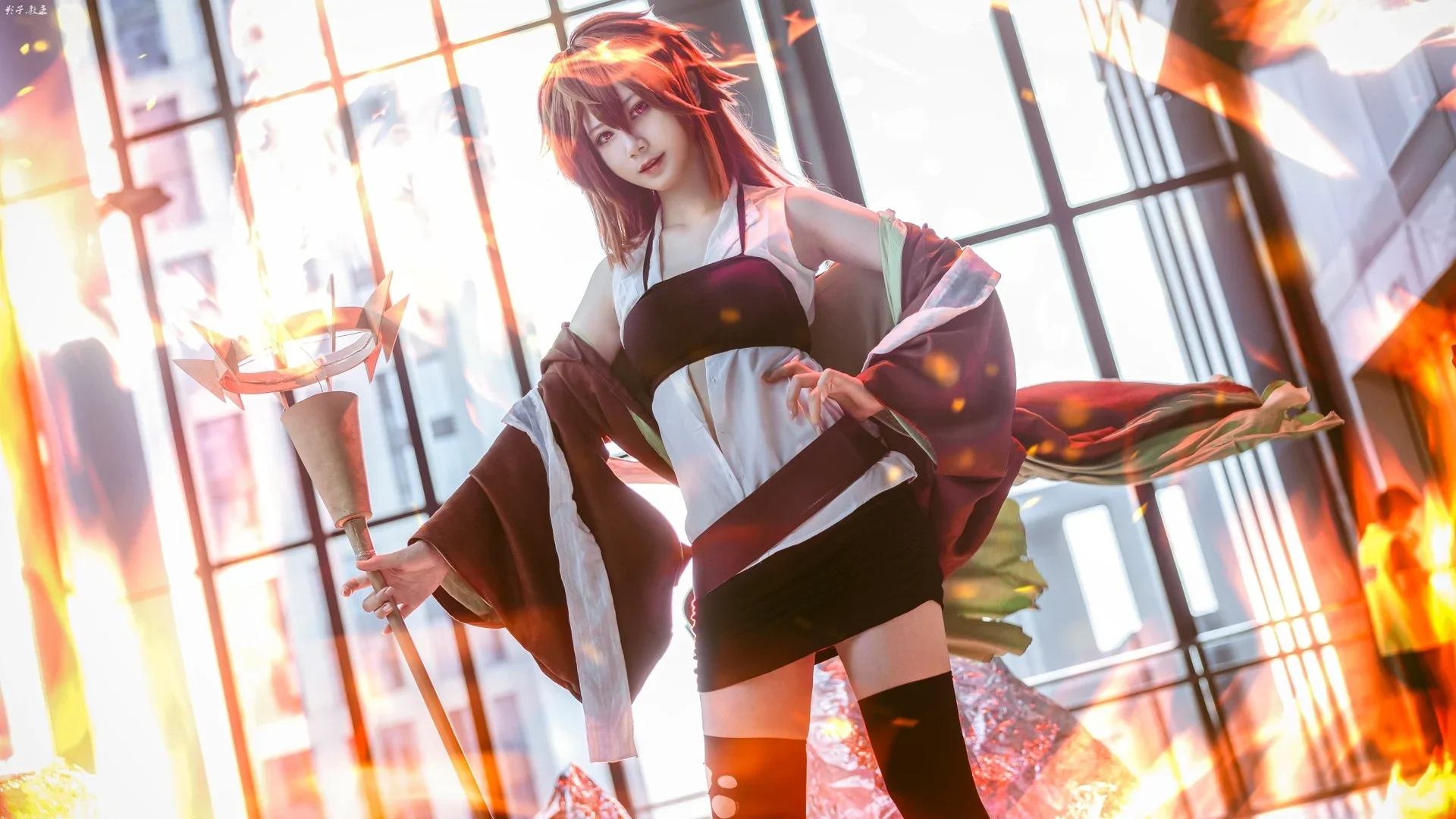 CICF漫展, Cosplay场照, 游戏王, 火灵使希塔cos, 火焰特效摄影 - 第4张