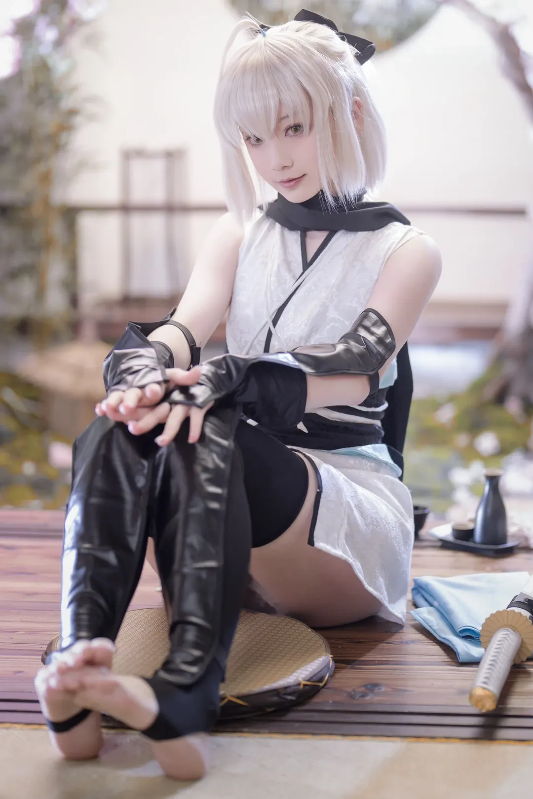 二次元攝影, Fate/Grand Order, 沖田總司cos, 和風寫真, 櫻花庭院 - 第1張