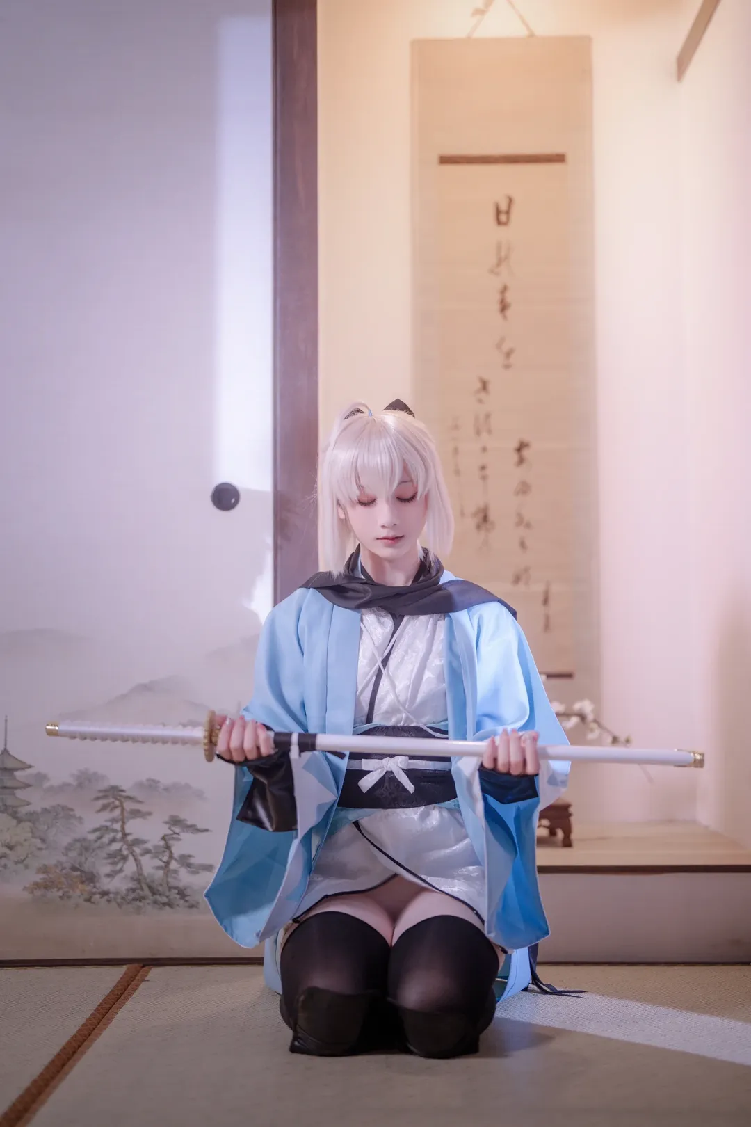 二次元攝影, Fate/Grand Order, 沖田總司cos, 和風寫真, 櫻花庭院 - 第16張