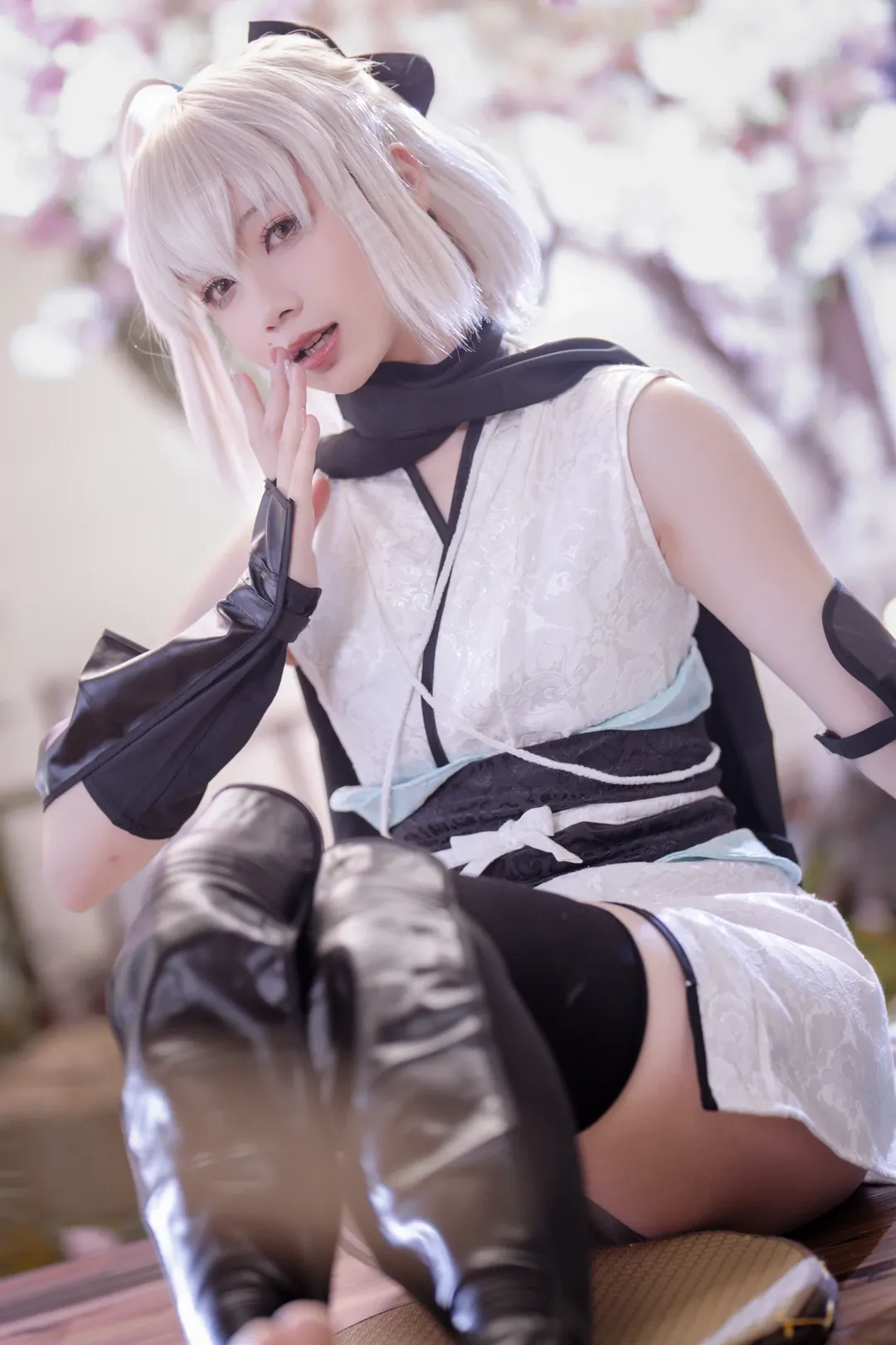 二次元撮影, Fate/Grand Order, 沖田総司 コスプレ, 和風写真, 桜の庭園