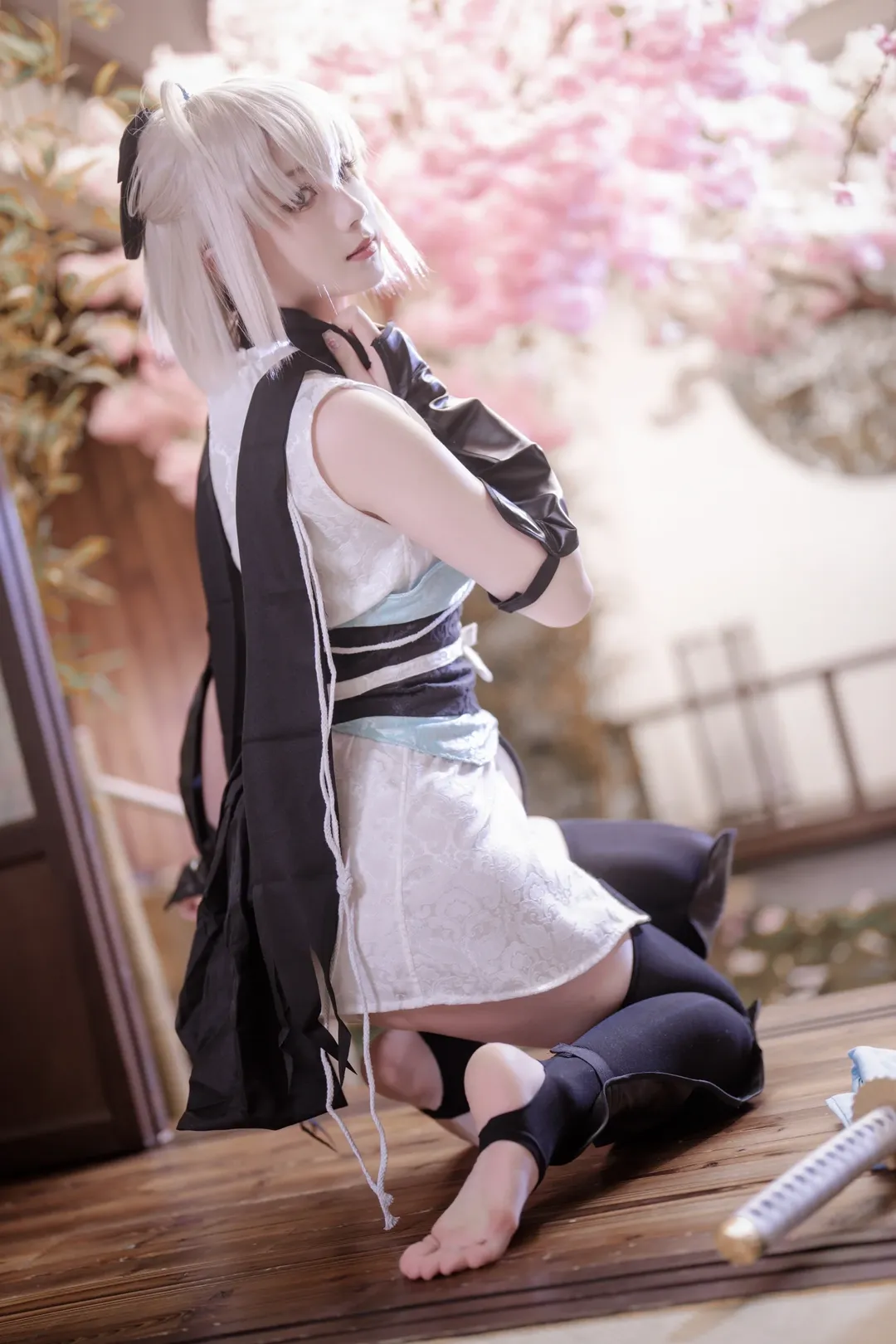 二次元攝影, Fate/Grand Order, 沖田總司cos, 和風寫真, 櫻花庭院 - 第3張