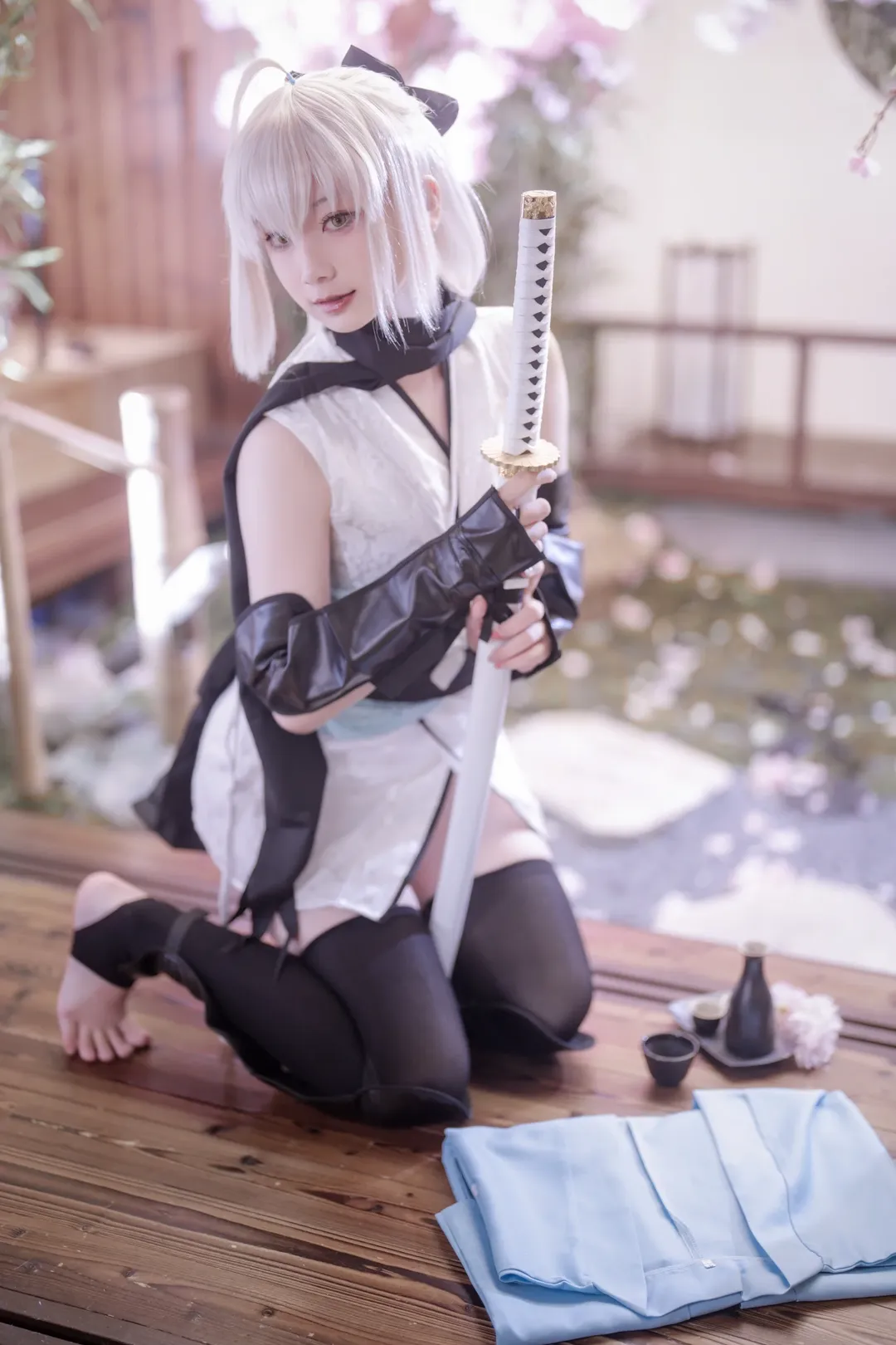 二次元攝影, Fate/Grand Order, 沖田總司cos, 和風寫真, 櫻花庭院 - 第4張
