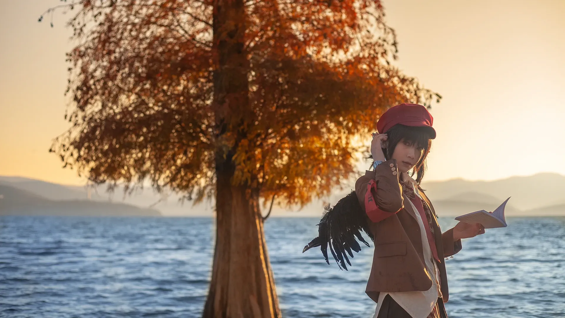 东方Project, Cosplay穿搭, 射命丸文cos, 大理洱海, 日出摄影 - 第6张