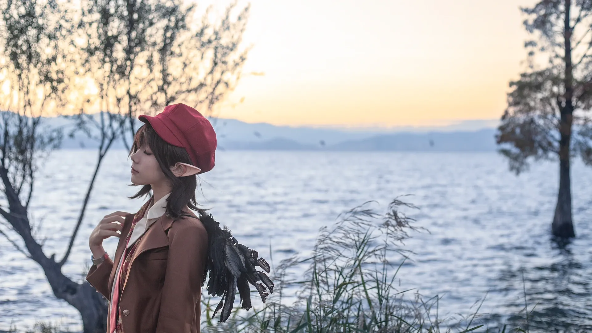 东方Project, Cosplay穿搭, 射命丸文cos, 大理洱海, 日出摄影 - 第7张