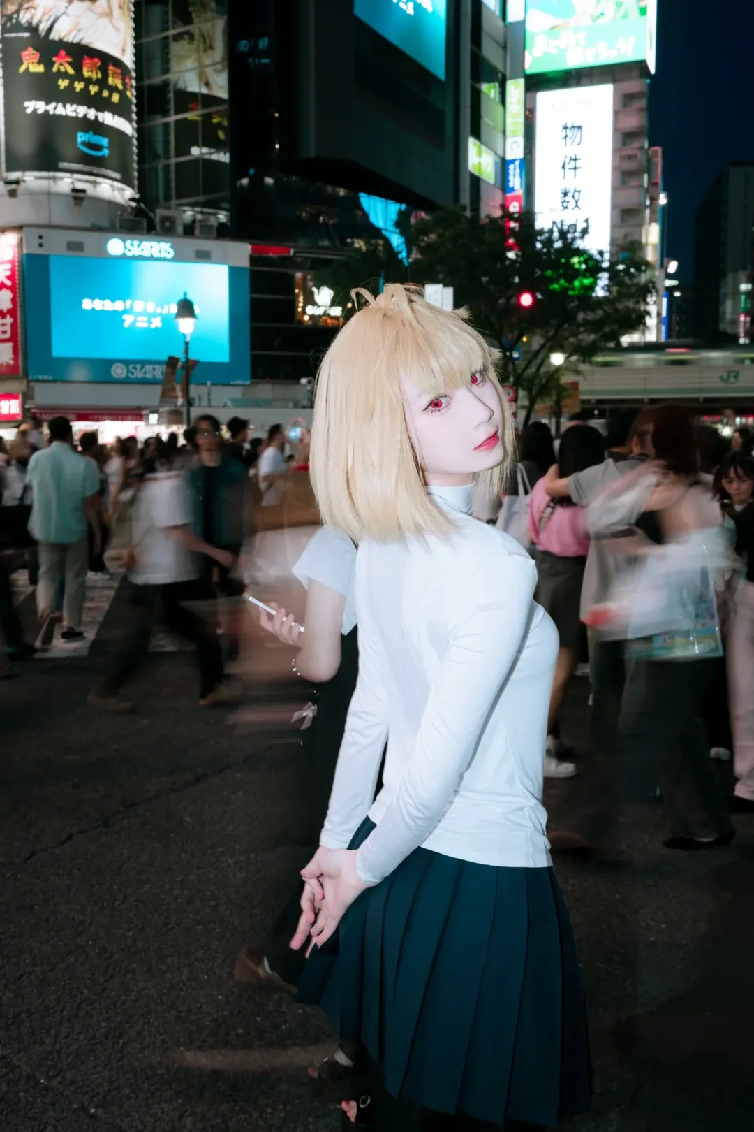 cosplay摄影, 爱尔奎特cos, 月姬, 涩谷夜景, 人像慢门 - 第4张
