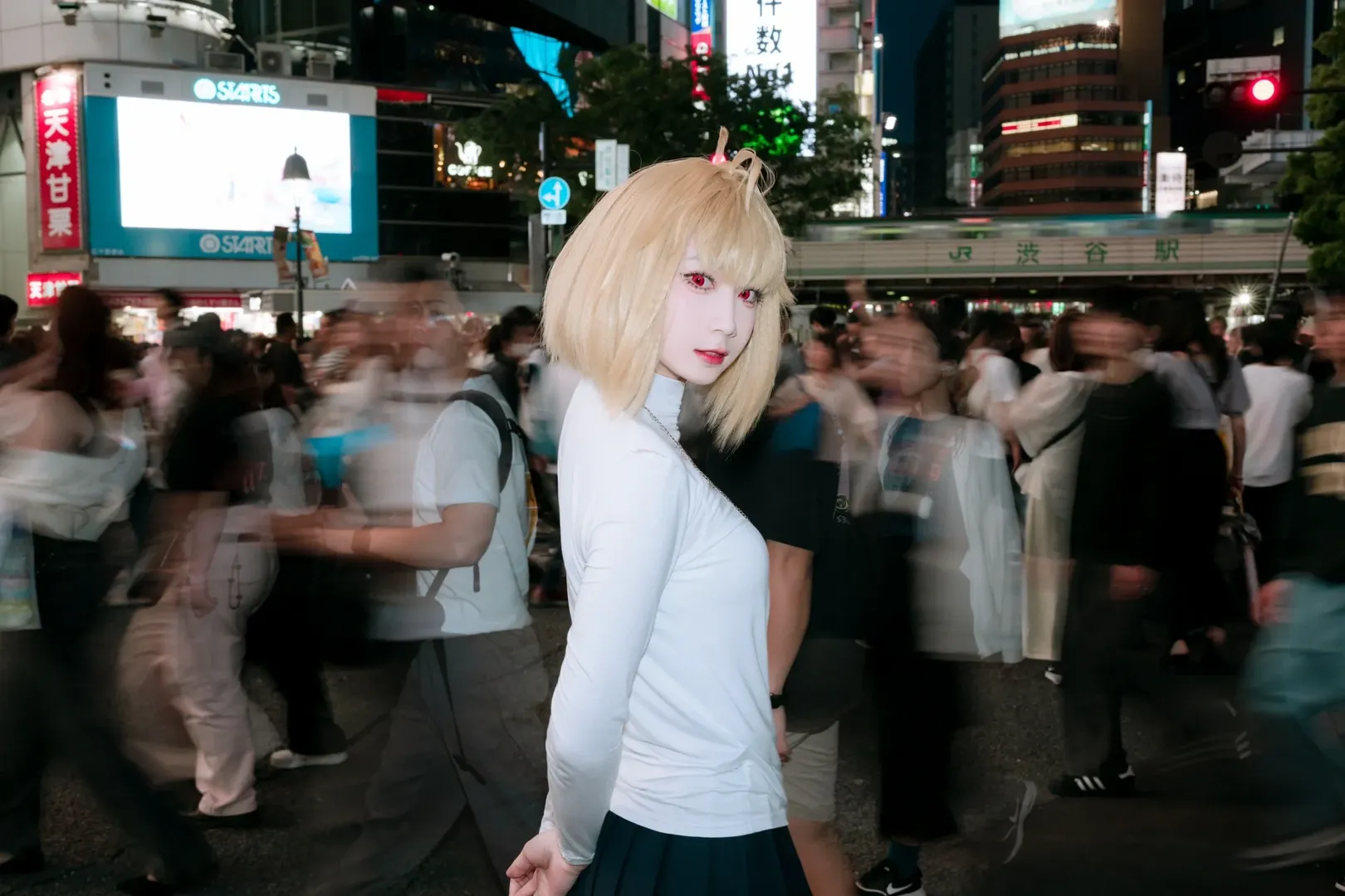 cosplay摄影, 爱尔奎特cos, 月姬, 涩谷夜景, 人像慢门 - 第5张
