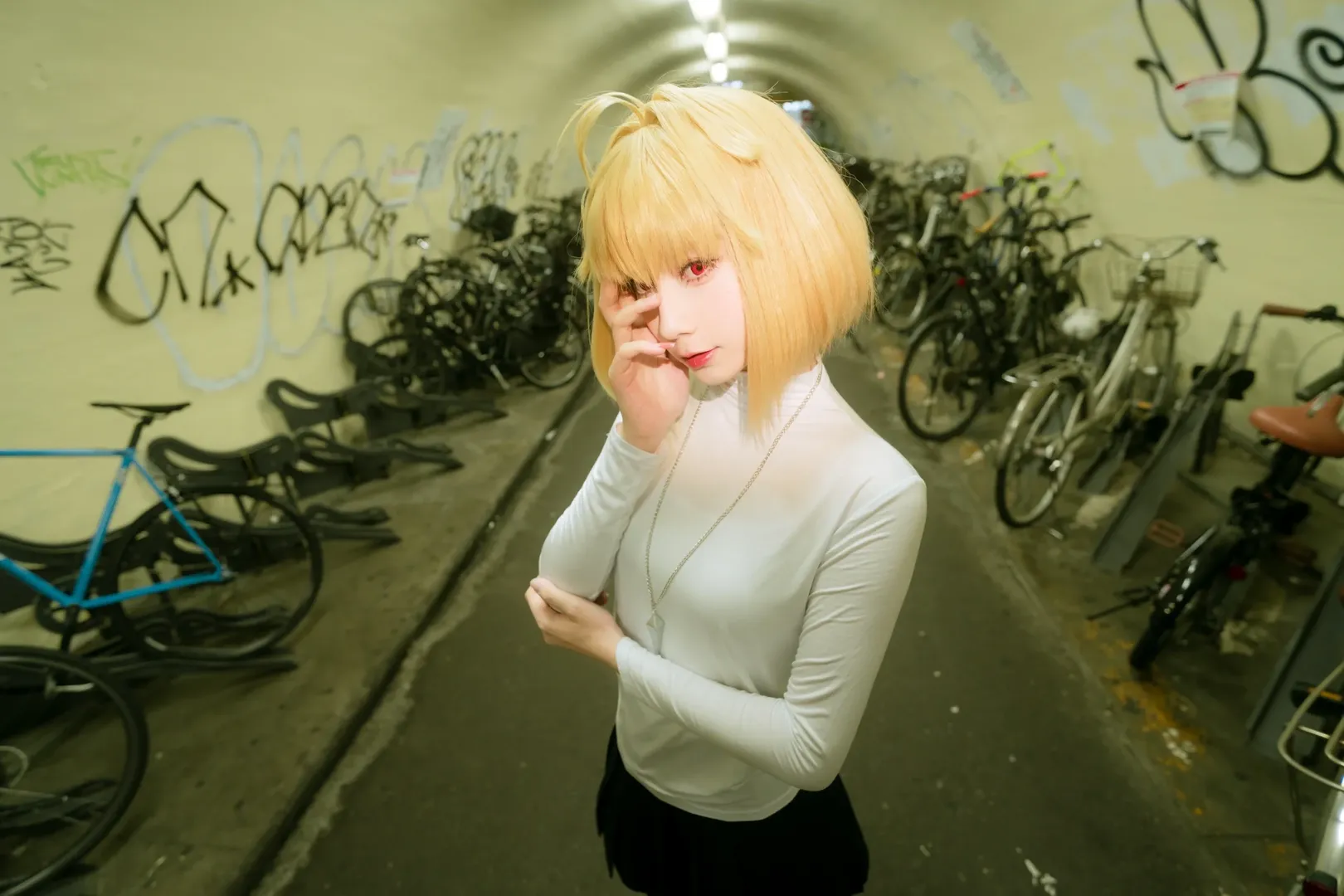 cosplay日常, 黑丝穿搭, 月姬, 爱尔奎特布伦史塔德cos, 金发短发 - 第12张