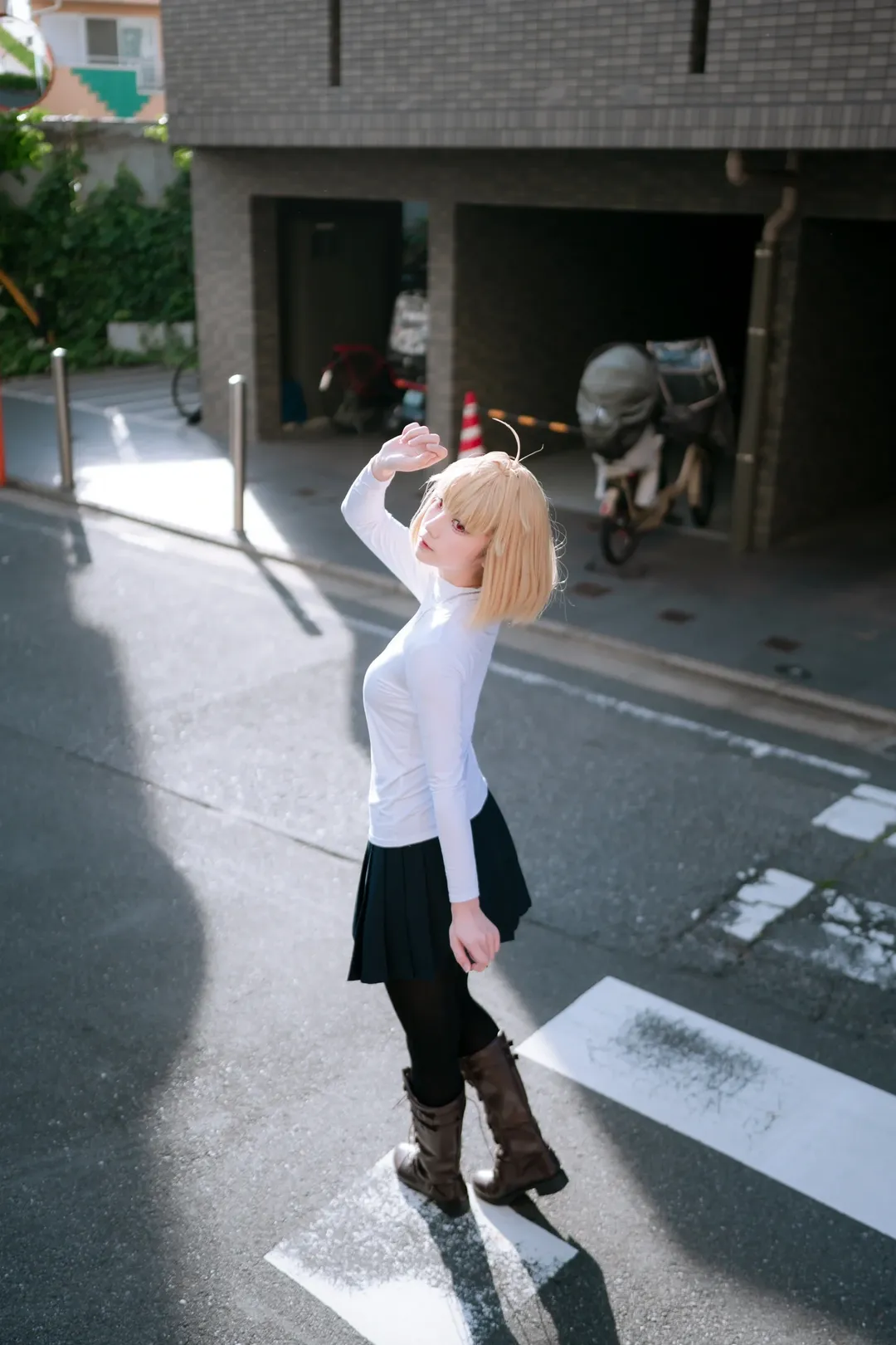 cosplay日常, 黑丝穿搭, 月姬, 爱尔奎特布伦史塔德cos, 金发短发 - 第4张