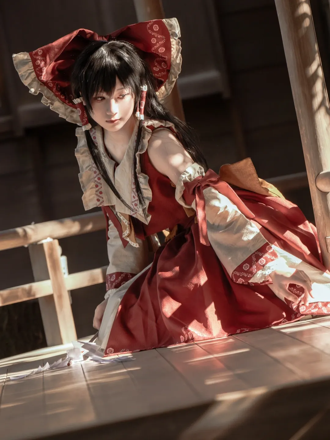 博丽灵梦cos, 东方project, 复古电影感, 巫女服摄影, 柴又帝释天