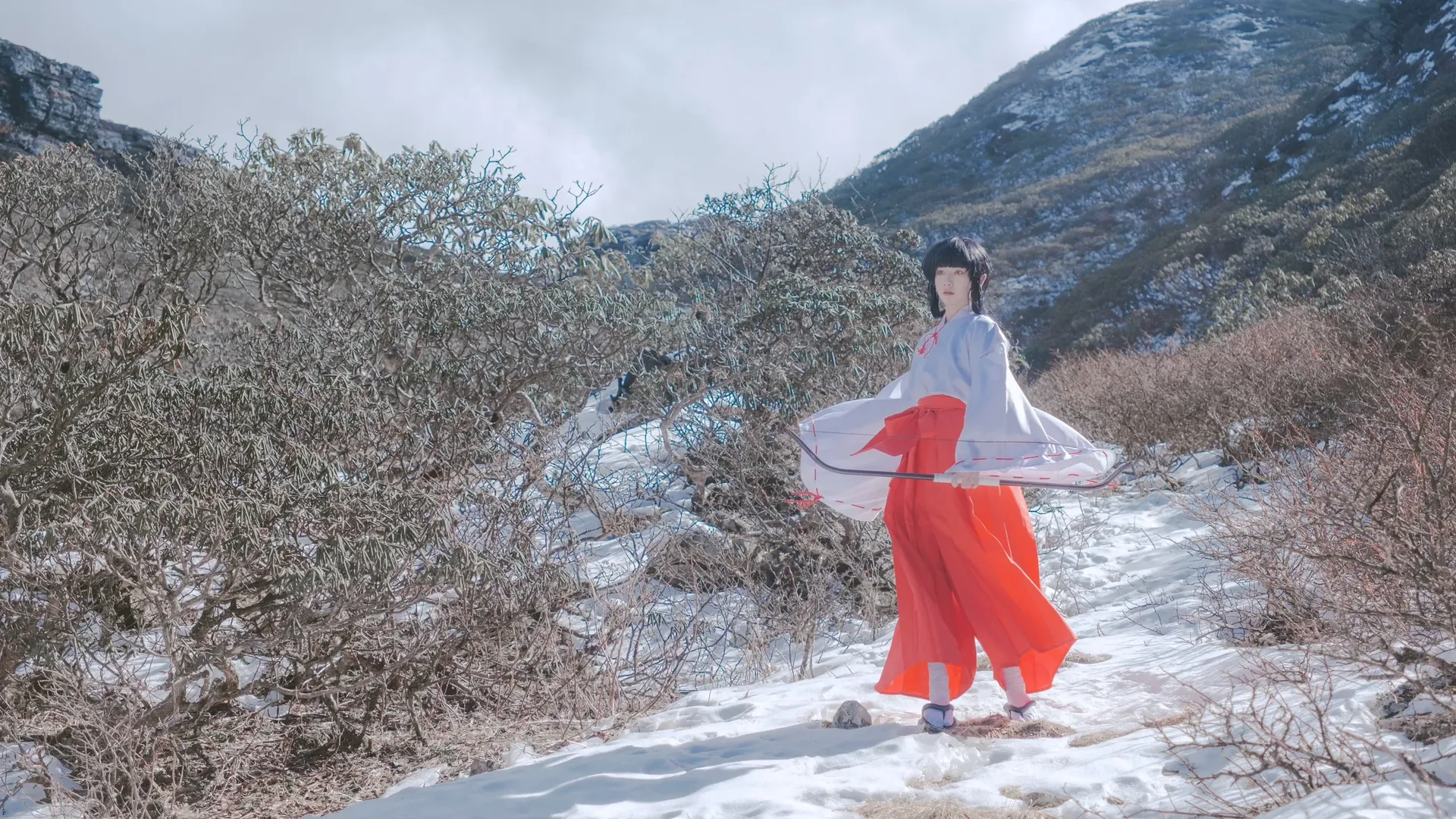 桔梗 コスプレ, 犬夜叉, 雪景色コスプレ, 大理蒼山, 古風な巫女 - 4枚目
