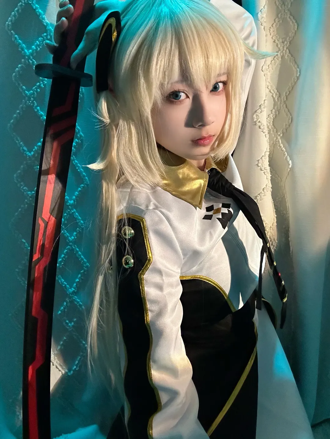 闪刀姬零依cos, 游戏王OCG, 刀剑道具, cosplay实拍, 金发造型 - 第10张