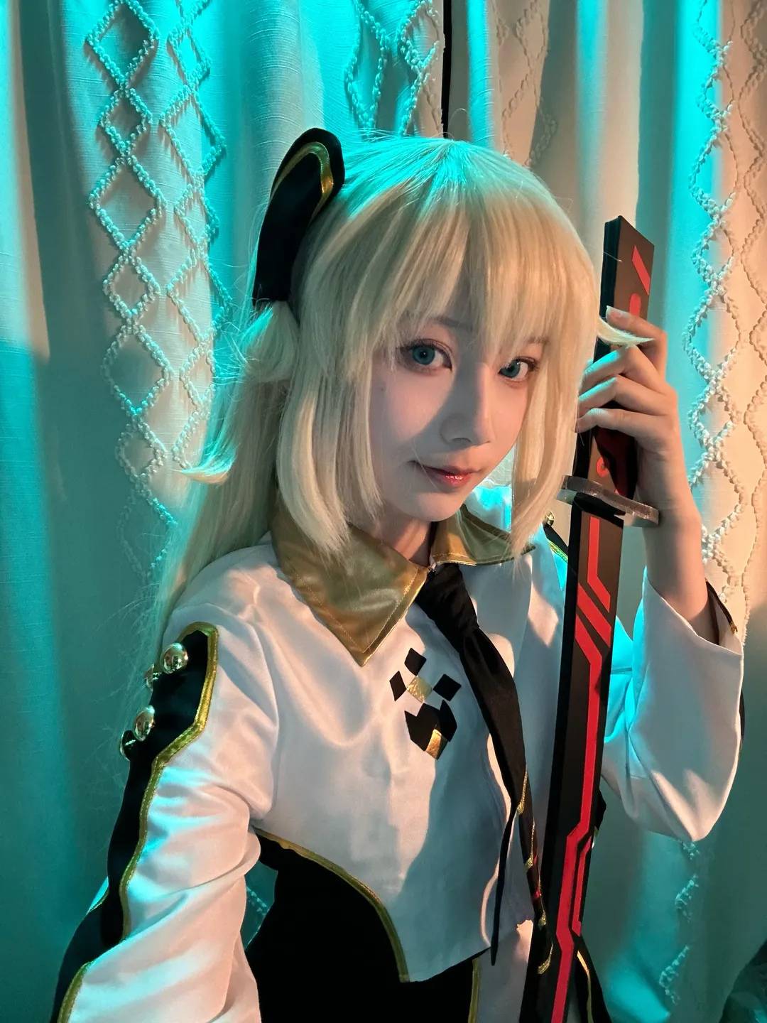 闪刀姬零依cos, 游戏王OCG, 刀剑道具, cosplay实拍, 金发造型 - 第3张