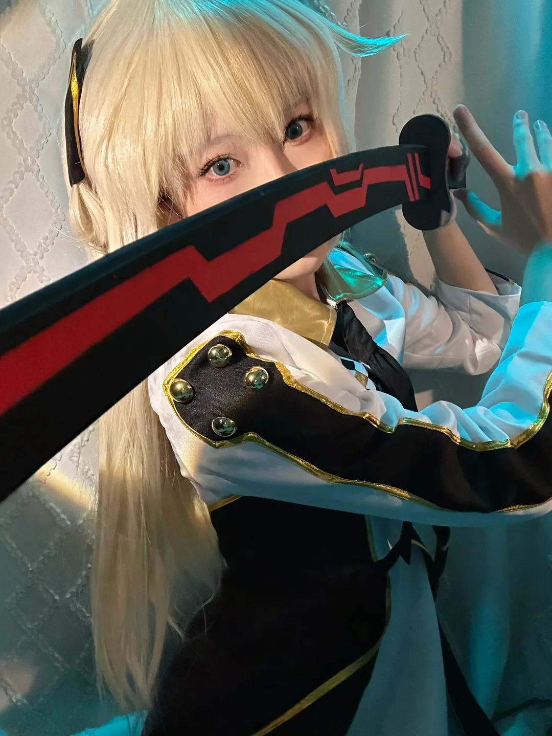 闪刀姬零依cos, 游戏王OCG, 刀剑道具, cosplay实拍, 金发造型 - 第7张