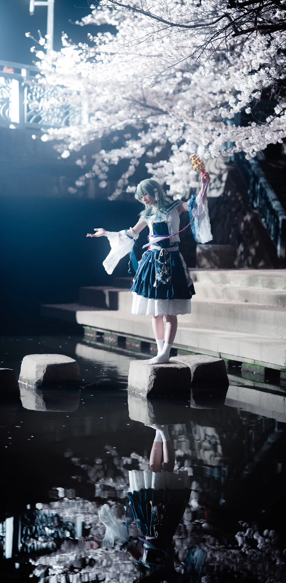 二次元撮影, 東方Project, イベント写真, 東風谷早苗 コスプレ, 夜桜写真 - 2枚目