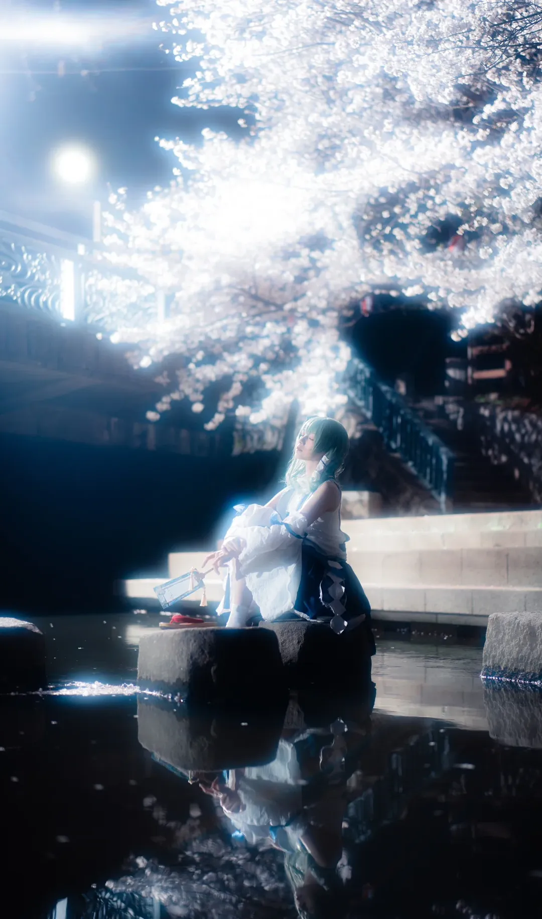 二次元撮影, 東方Project, イベント写真, 東風谷早苗 コスプレ, 夜桜写真 - 5枚目