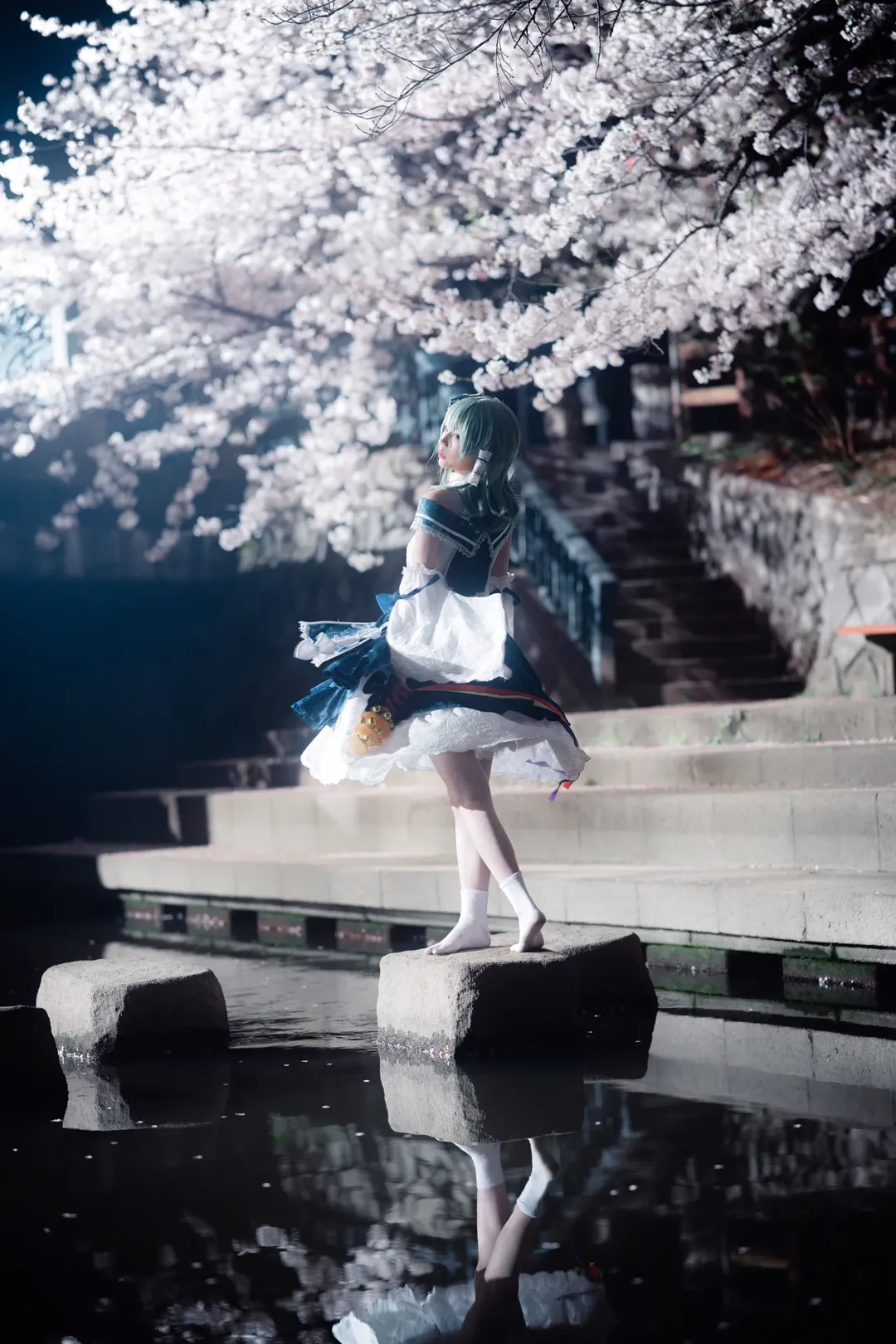 二次元撮影, 東方Project, イベント写真, 東風谷早苗 コスプレ, 夜桜写真 - 7枚目